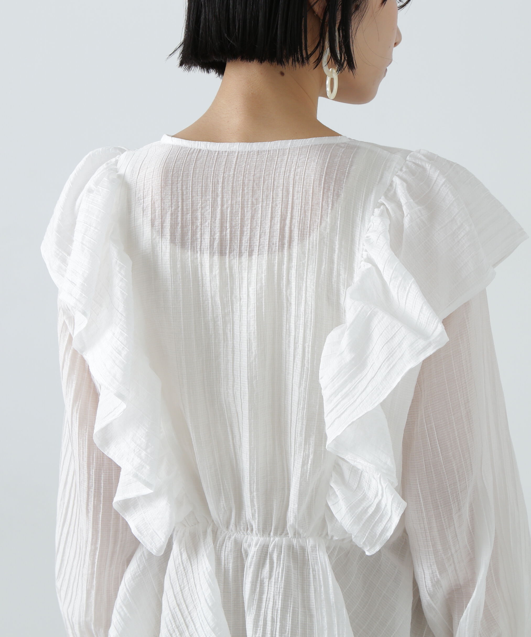  「シアーペプラムラッフルブラウス」|シャツ・ブラウス|