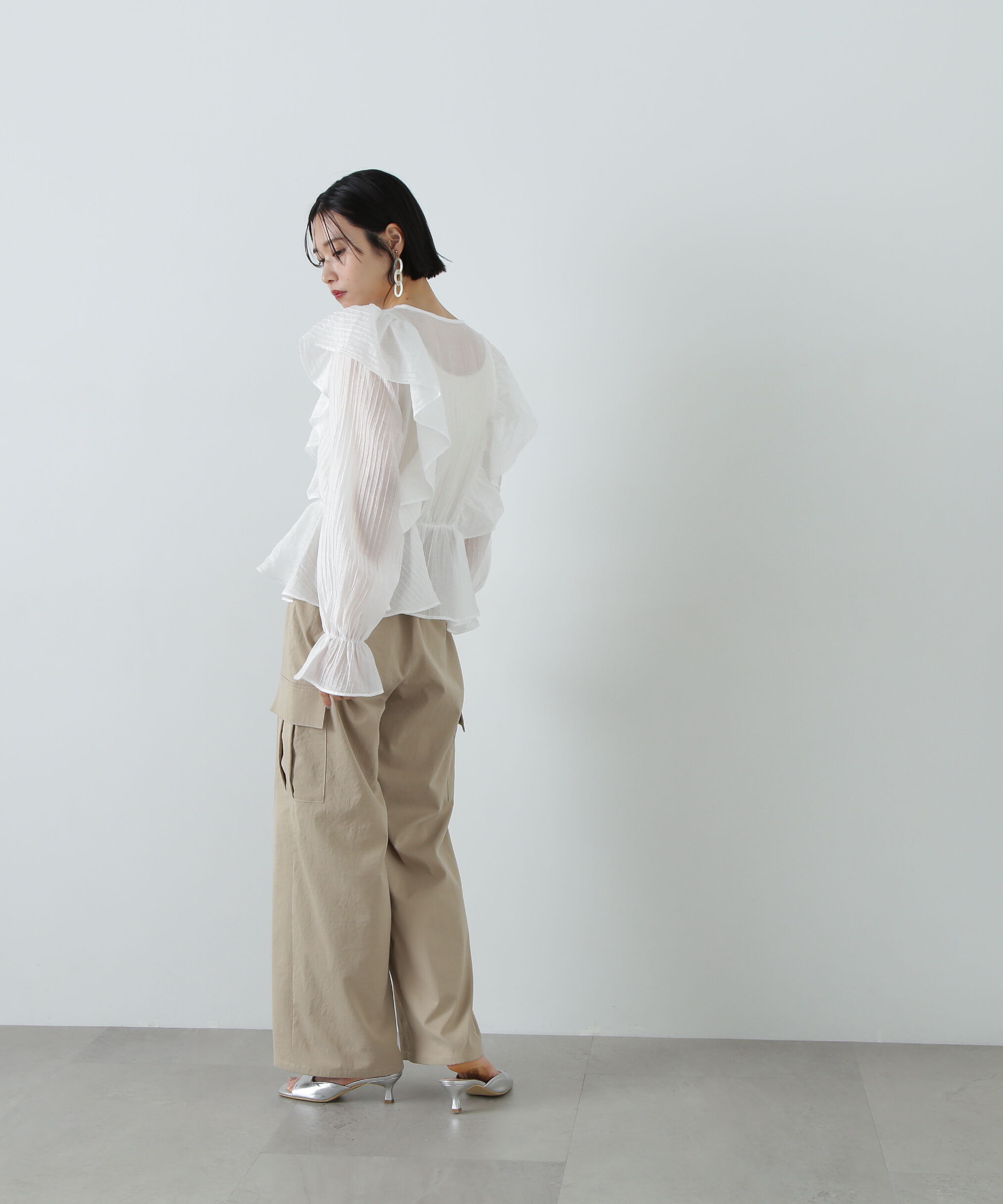  「シアーペプラムラッフルブラウス」|シャツ・ブラウス|
