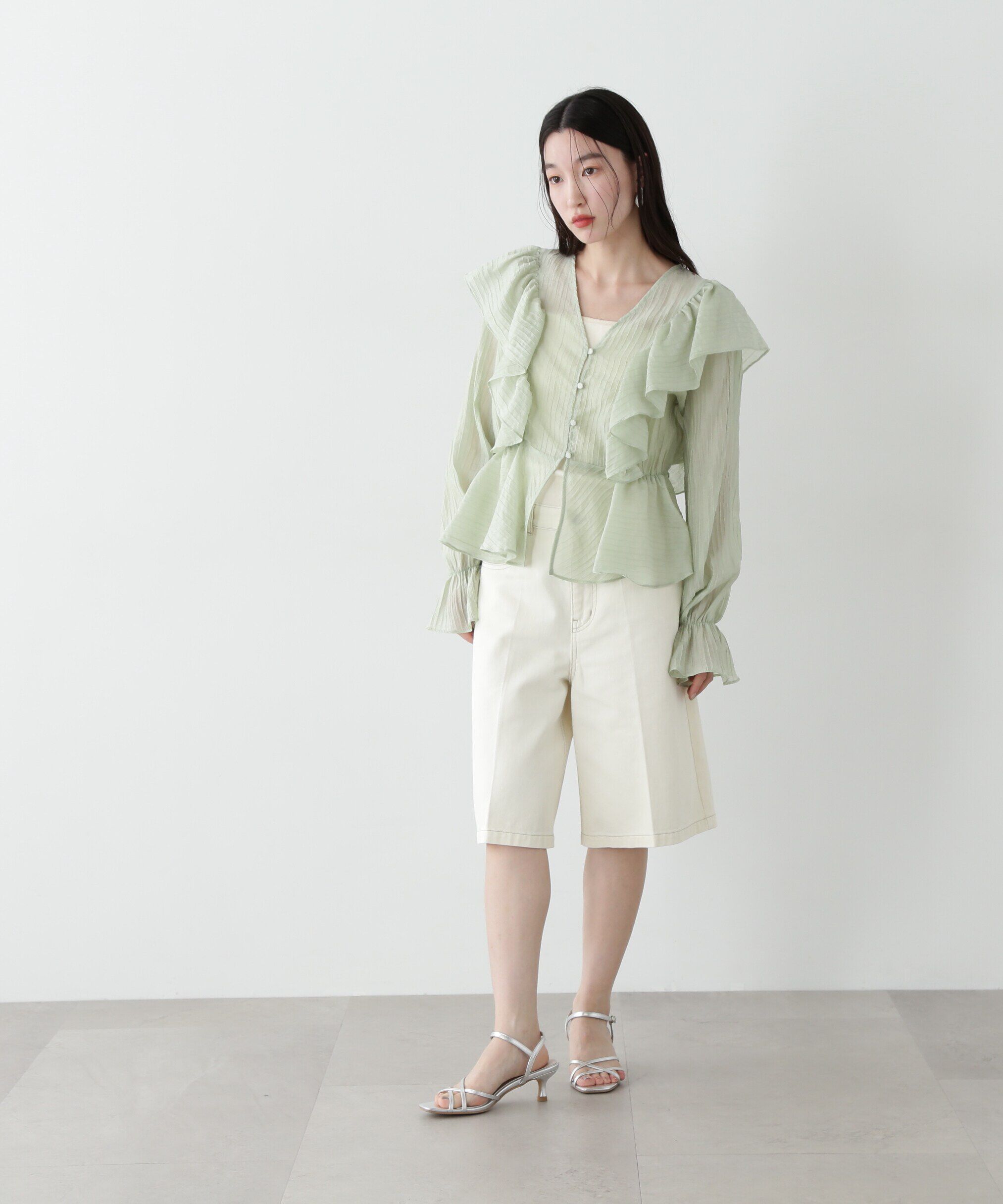  「シアーペプラムラッフルブラウス」|シャツ・ブラウス|