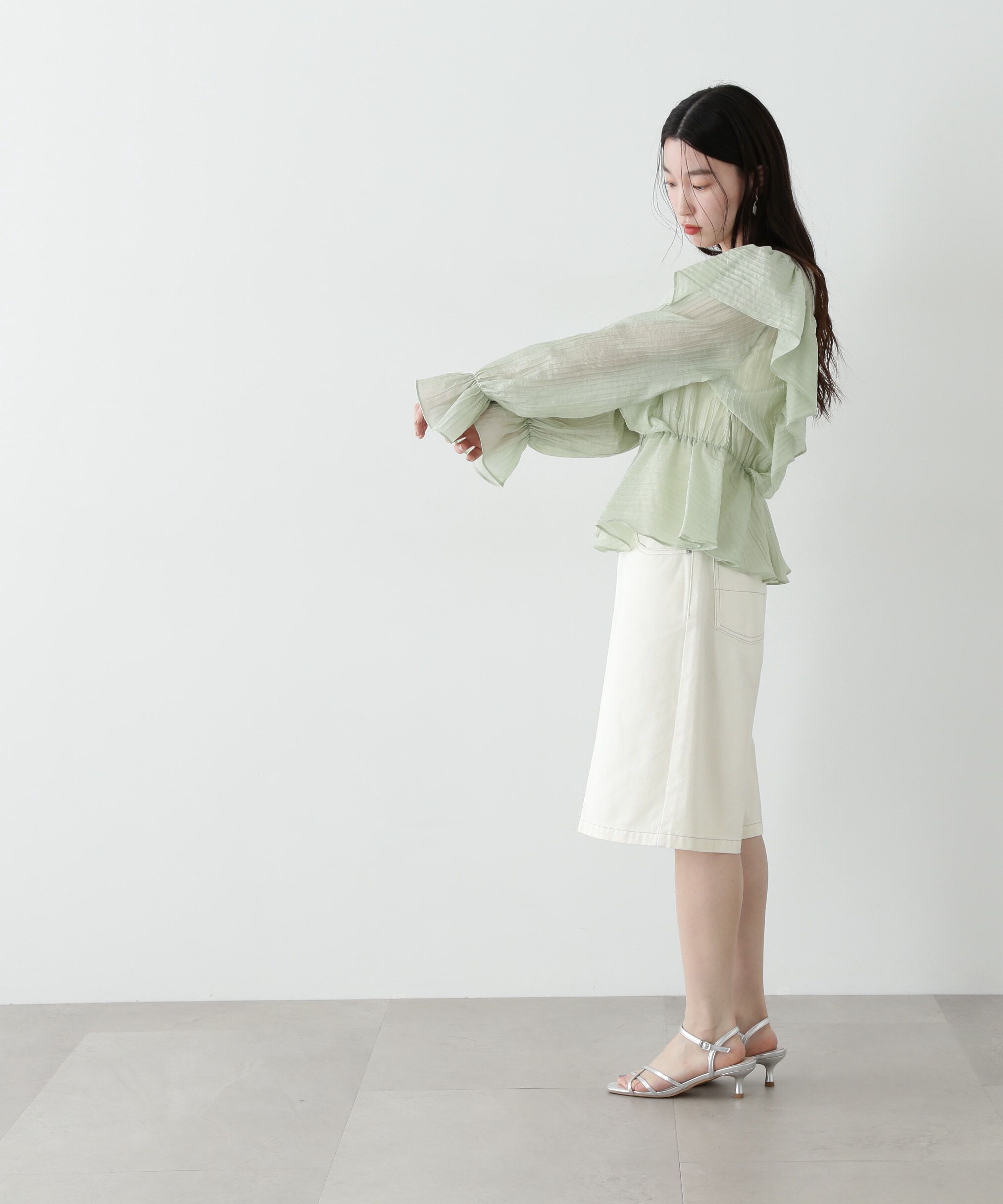  「シアーペプラムラッフルブラウス」|シャツ・ブラウス|