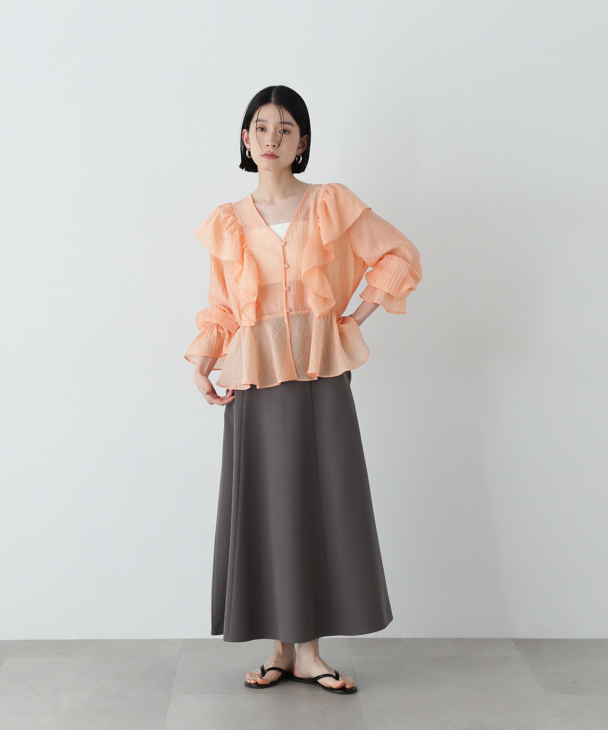  「シアーペプラムラッフルブラウス」|シャツ・ブラウス|