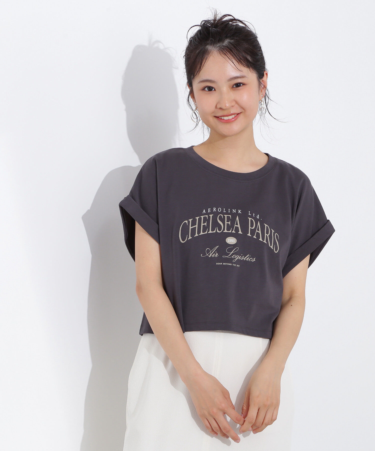  「クロップドカレッジロゴTシャツ」|Tシャツ・カットソー|