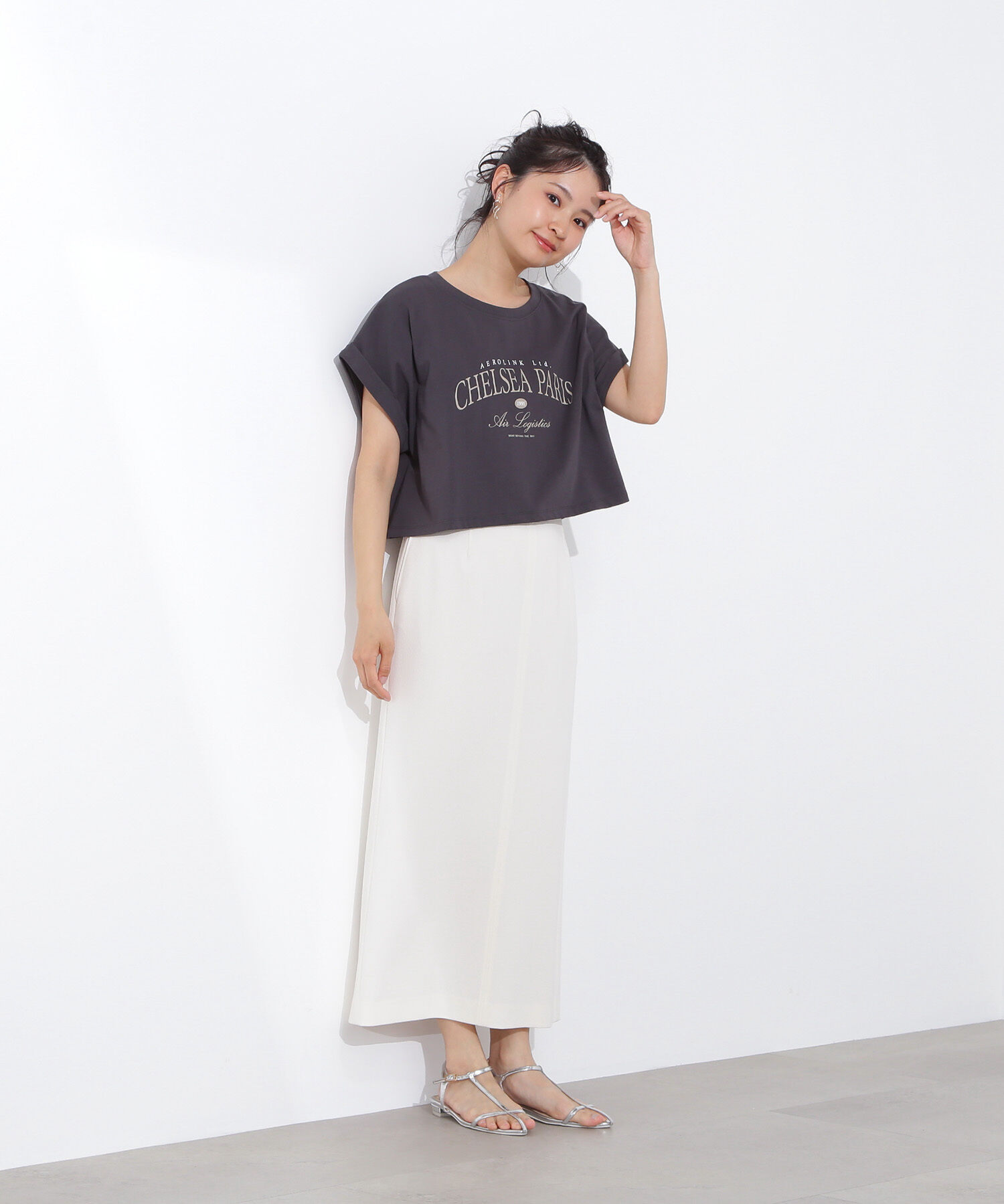  「クロップドカレッジロゴTシャツ」|Tシャツ・カットソー|