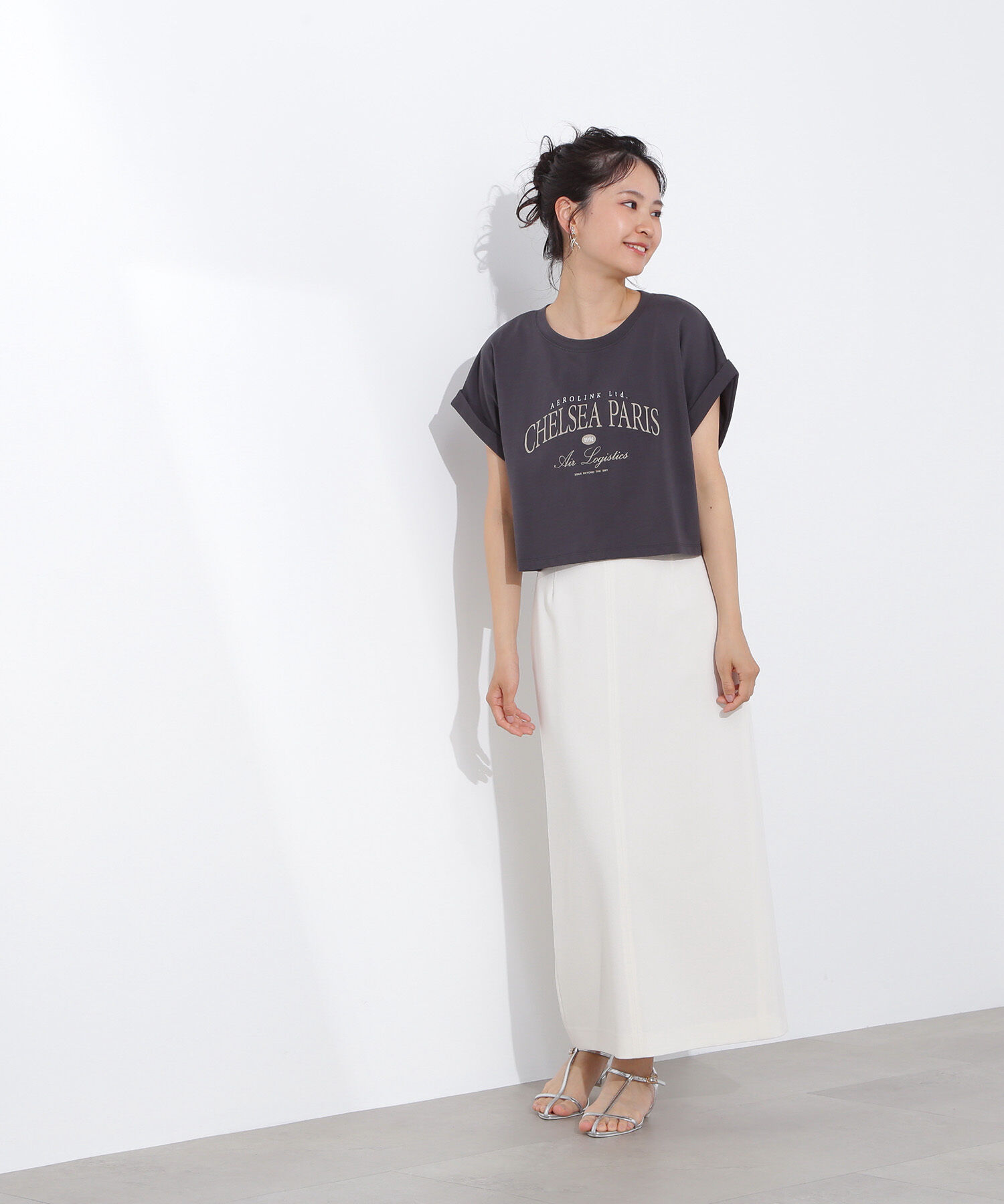  「クロップドカレッジロゴTシャツ」|Tシャツ・カットソー|