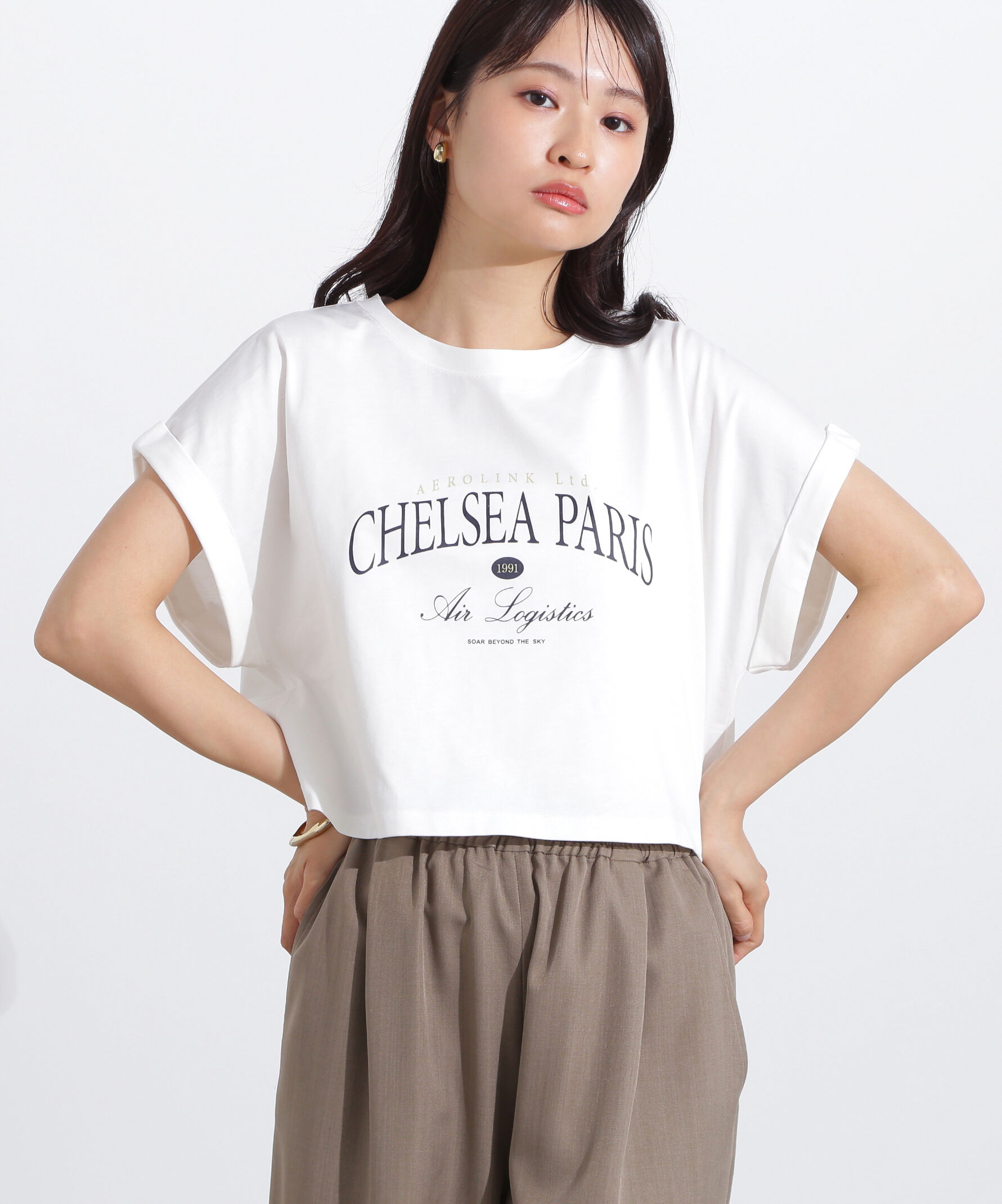  「クロップドカレッジロゴTシャツ」|Tシャツ・カットソー|