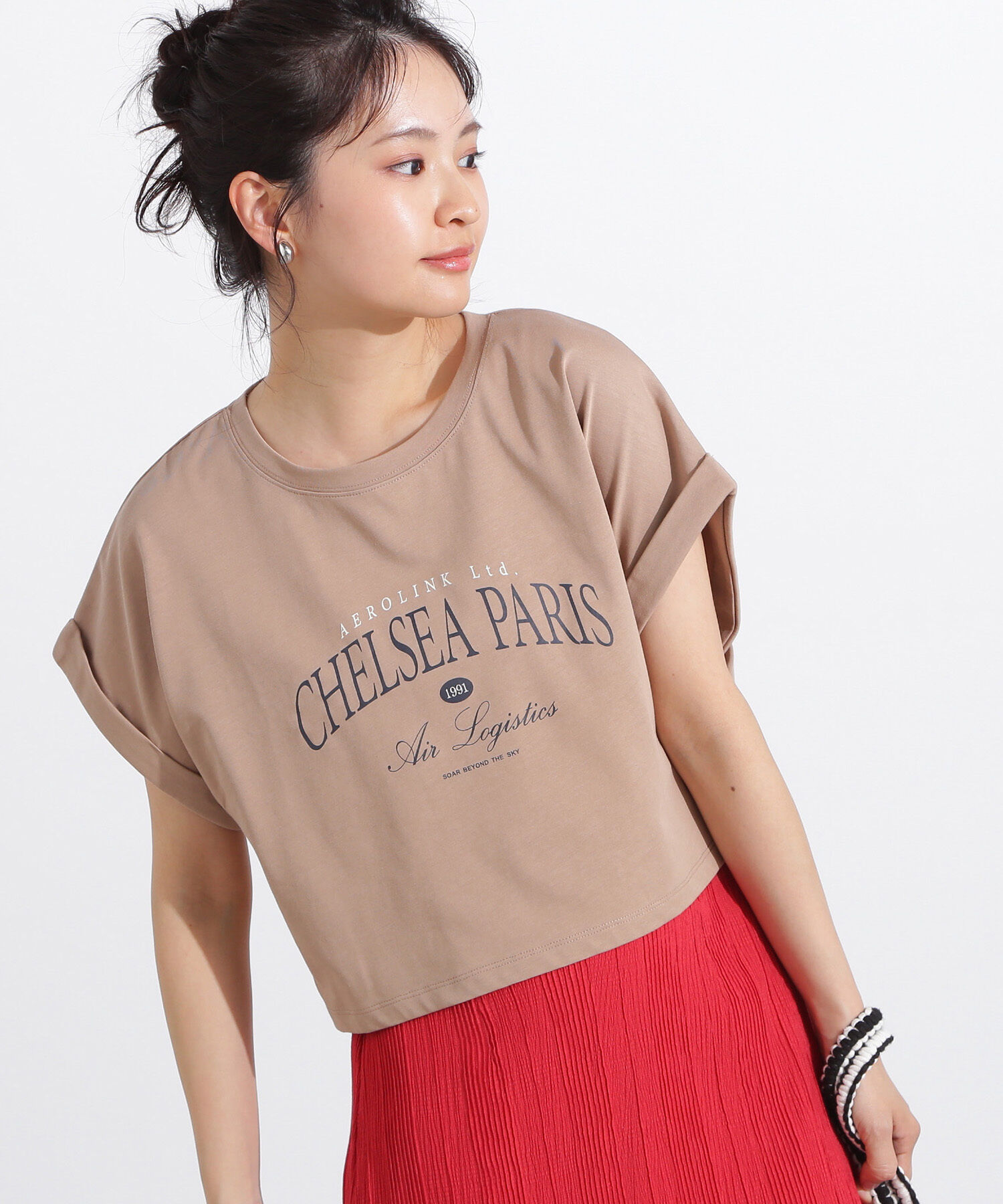  「クロップドカレッジロゴTシャツ」|Tシャツ・カットソー|