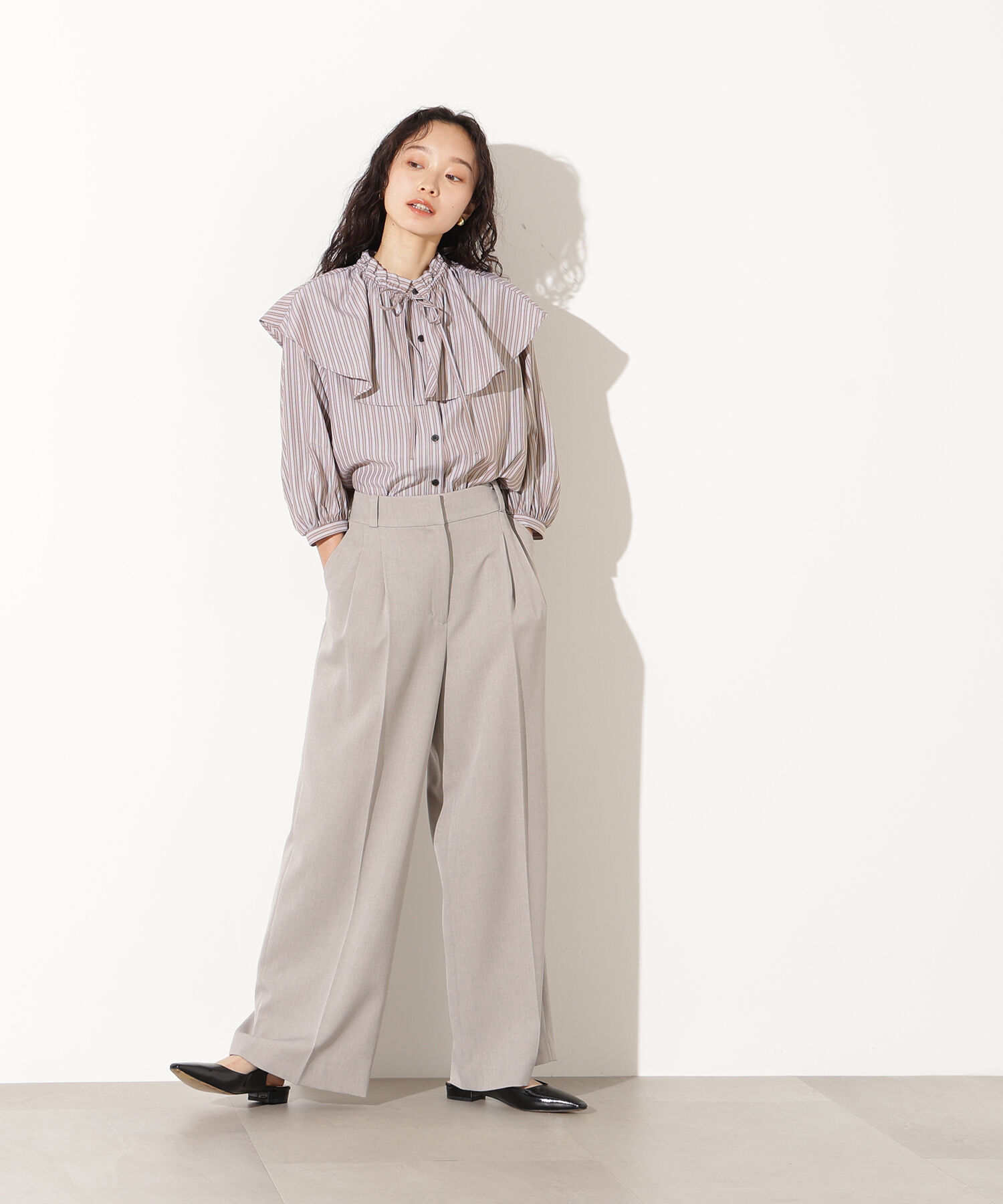  「ﾗｯﾌﾙｶﾗｰｽﾄﾗｲﾌﾟﾌﾞﾗｳｽ《ｲｴﾛｰｽﾄﾗｲﾌﾟ:official sit」|シャツ・ブラウス|