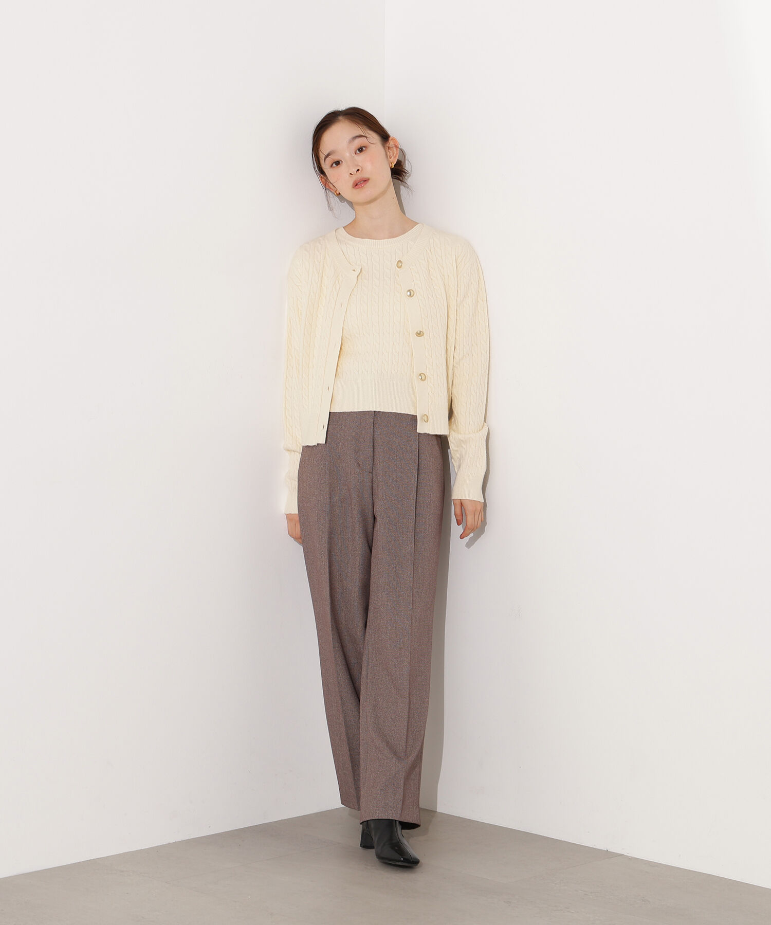  「メタルボタンケーブルアンサンブル」|ニット・セーター|