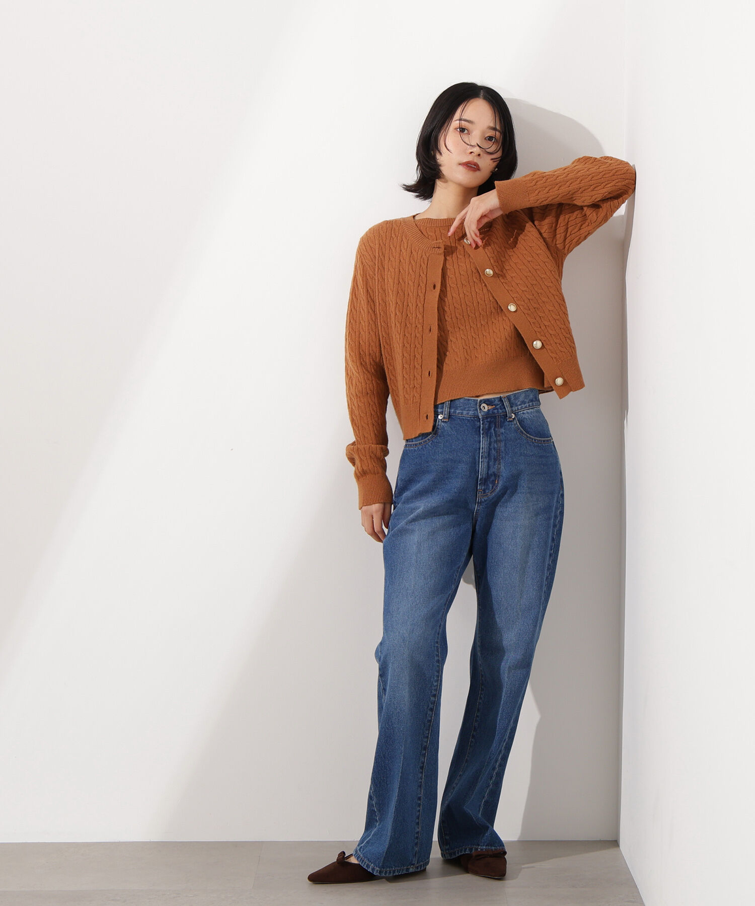  「メタルボタンケーブルアンサンブル」|ニット・セーター|