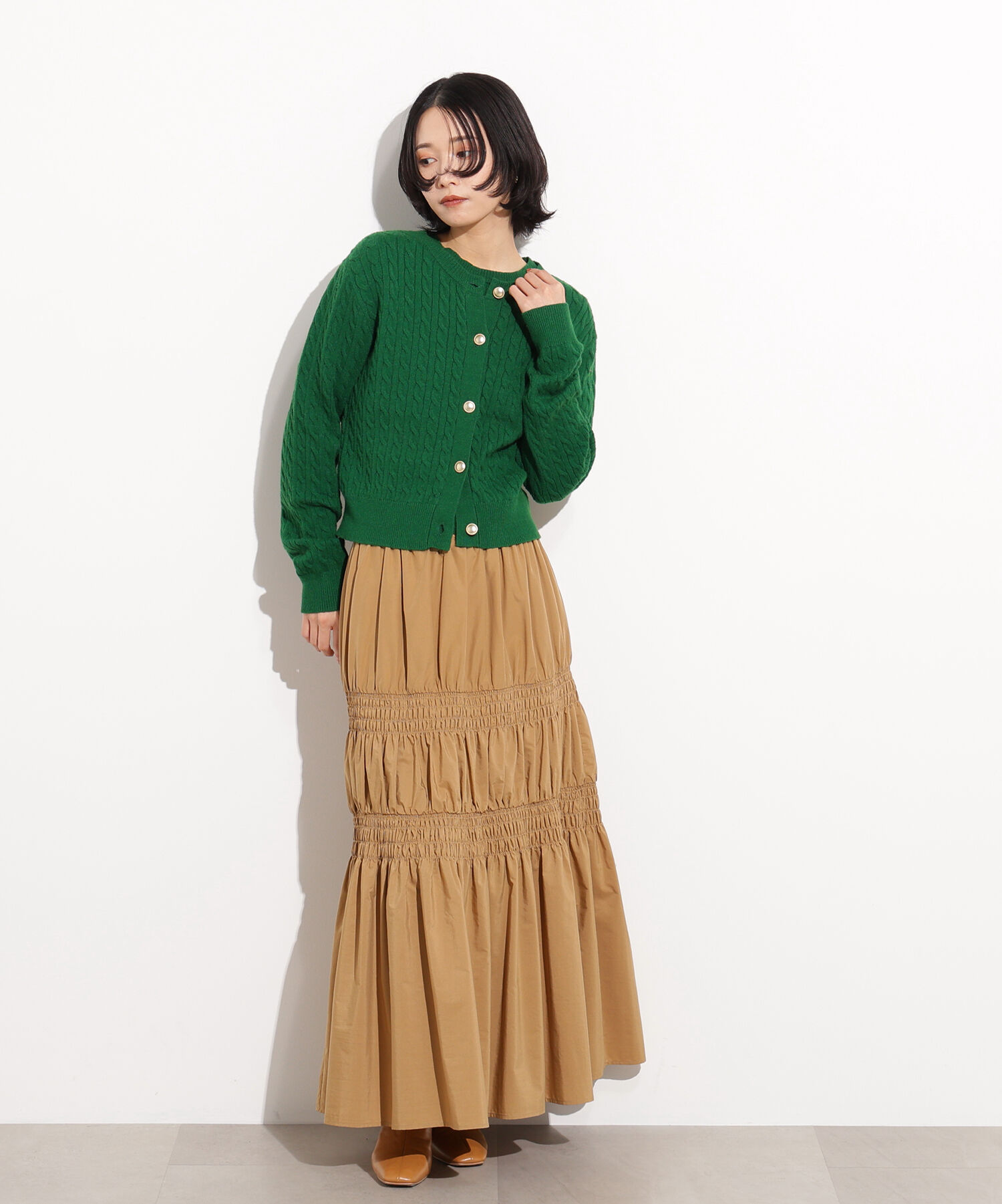  「メタルボタンケーブルアンサンブル」|ニット・セーター|