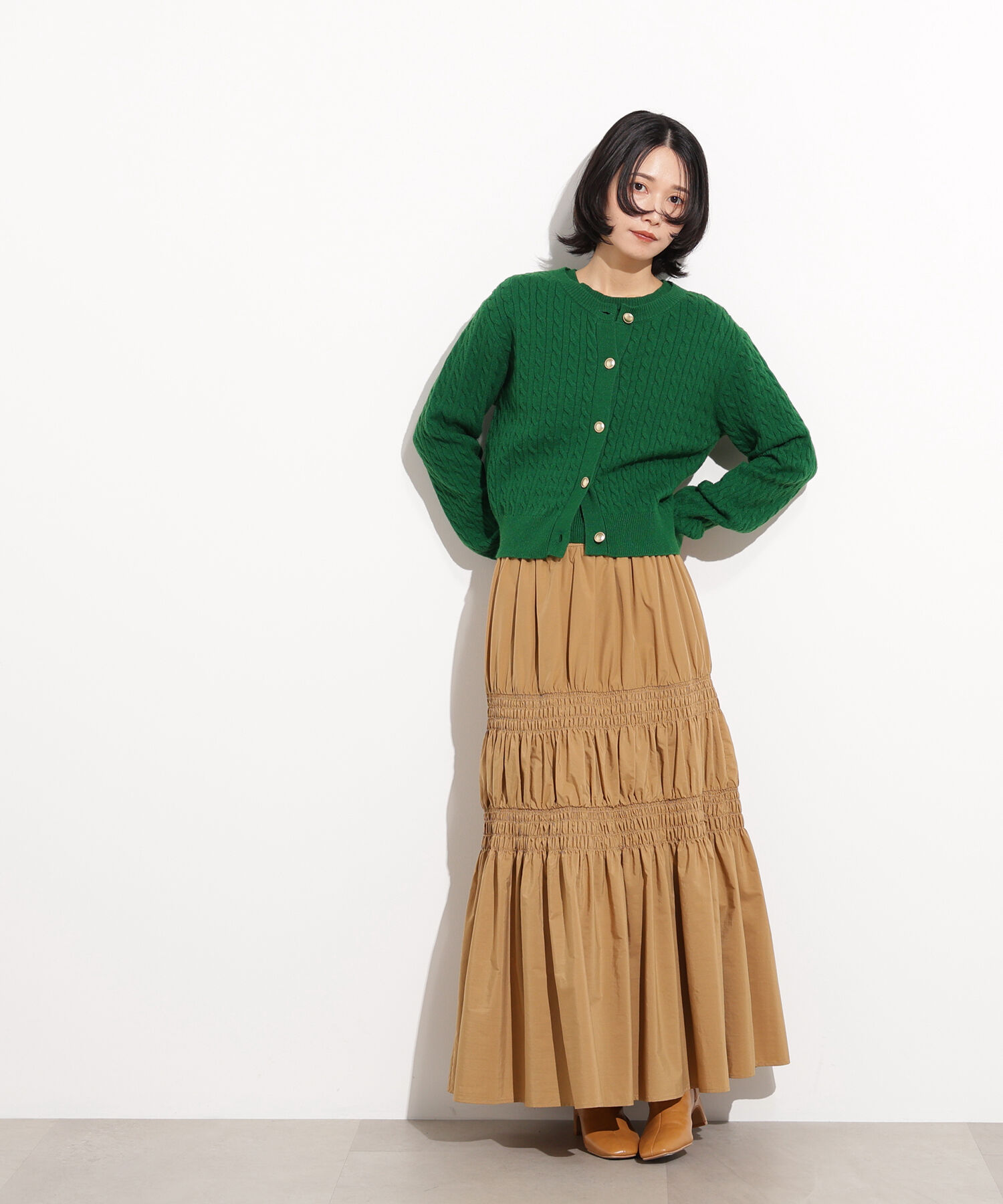  「メタルボタンケーブルアンサンブル」|ニット・セーター|