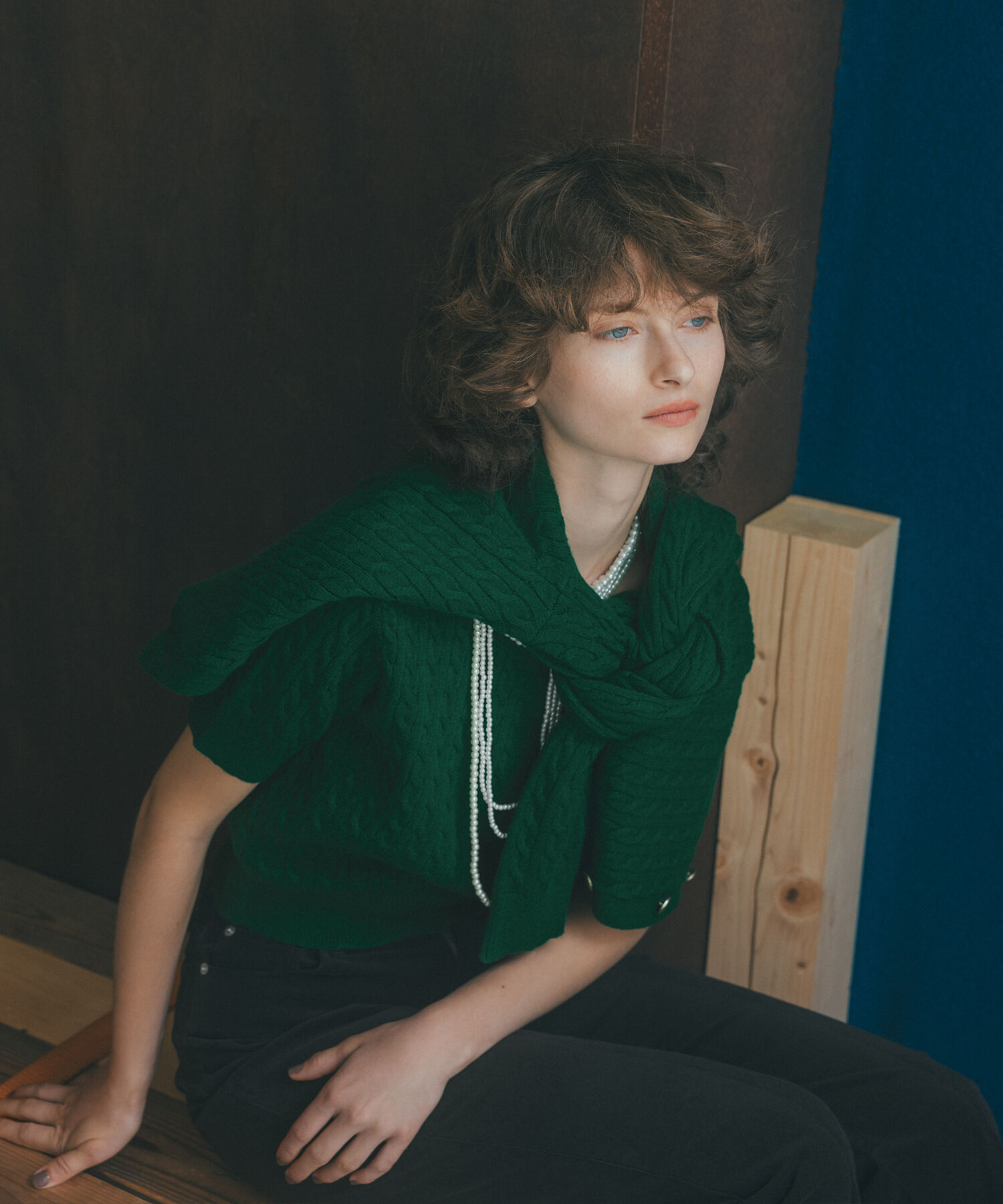  「メタルボタンケーブルアンサンブル」|ニット・セーター|