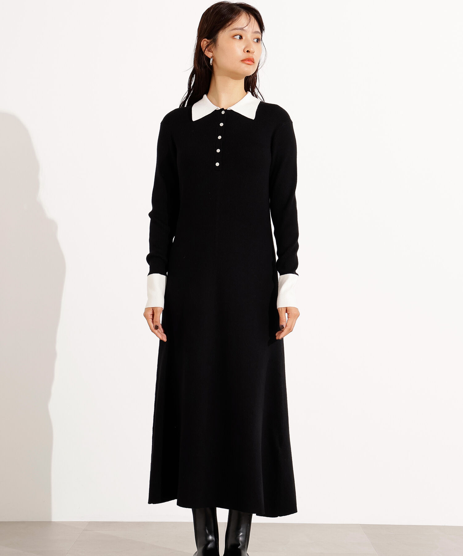  「襟付きニットワンピース」|スカート|