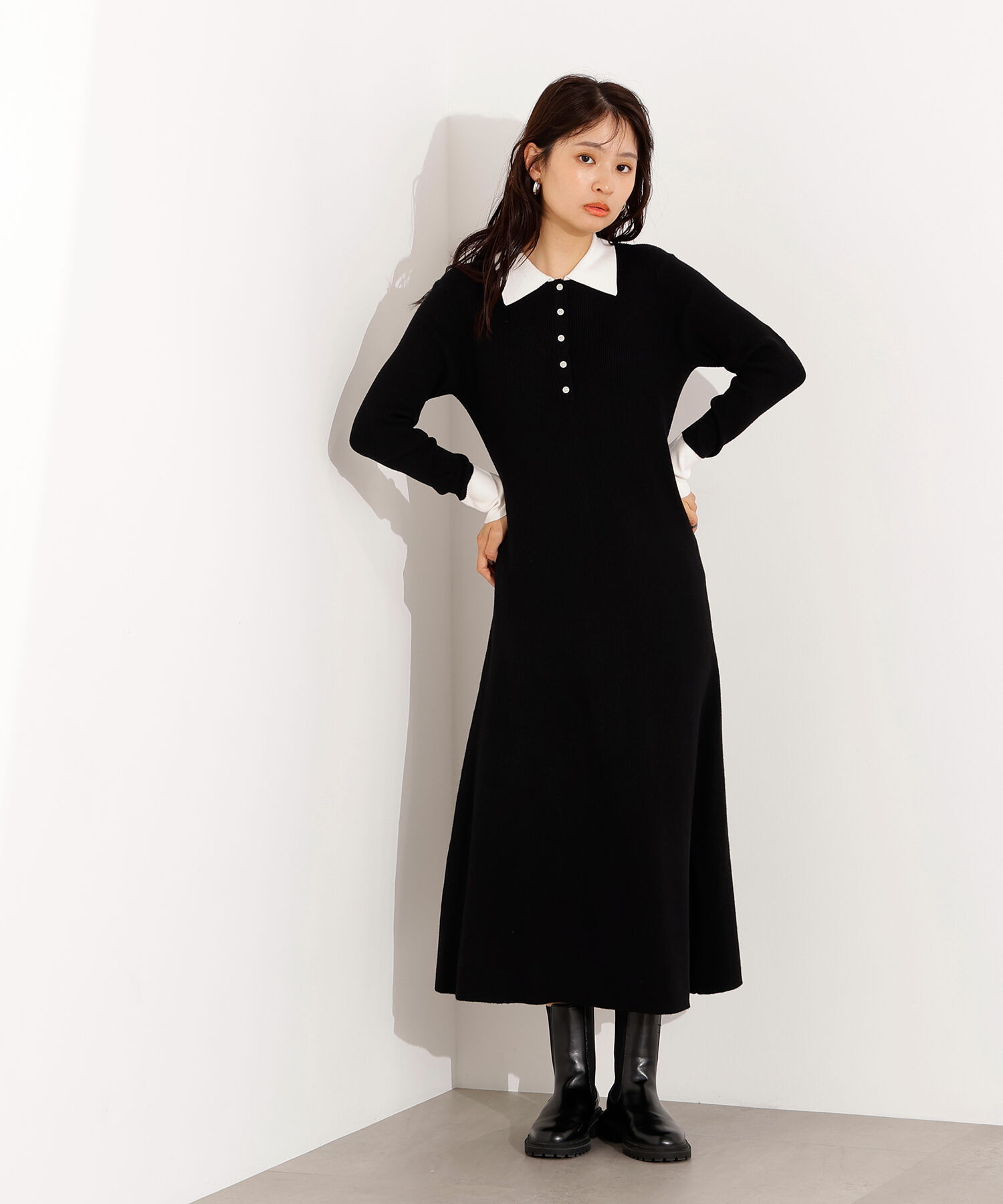  「襟付きニットワンピース」|スカート|