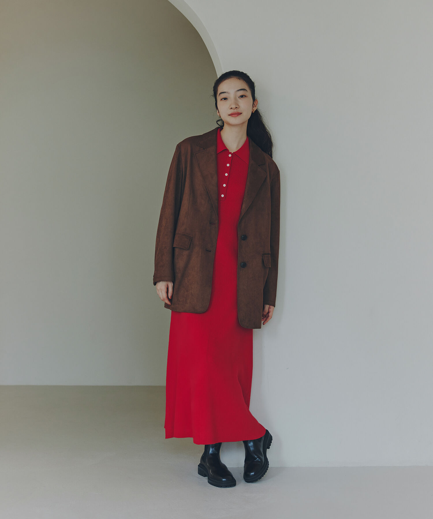  「襟付きニットワンピース」|スカート|