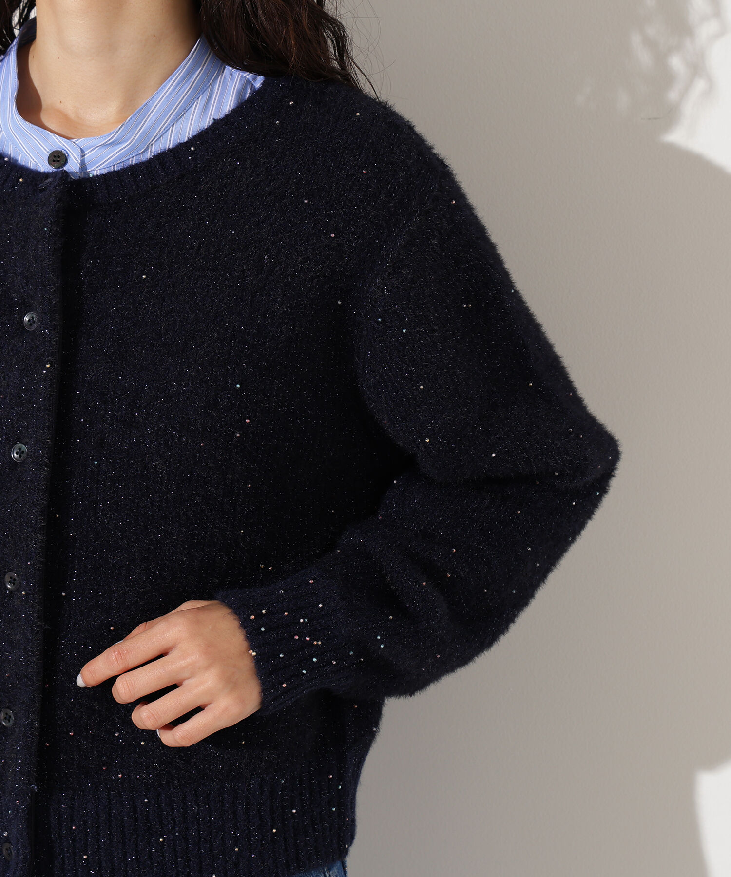  「ビーズミックスヘアリーカーディガン」|ニット・セーター|