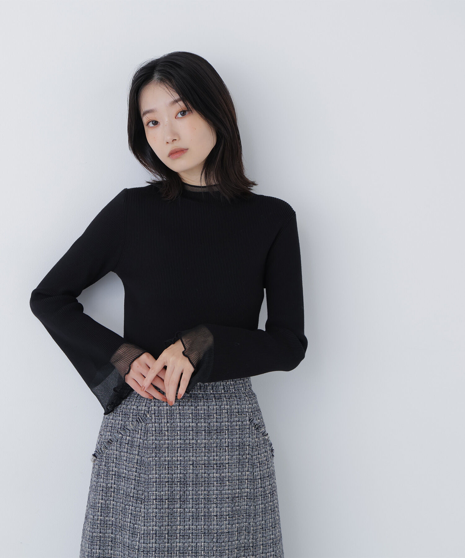  「シアーフレアカフスリブニット」|ニット・セーター|