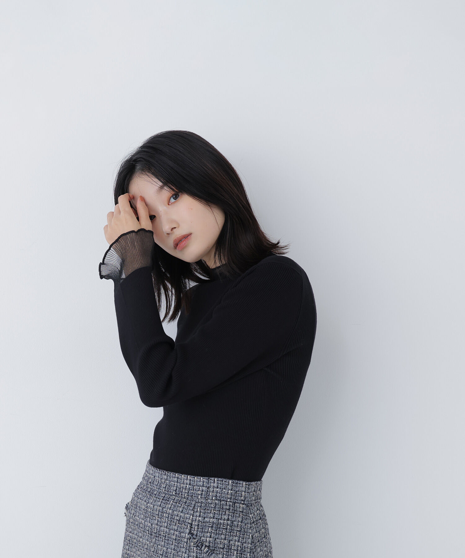  「シアーフレアカフスリブニット」|ニット・セーター|