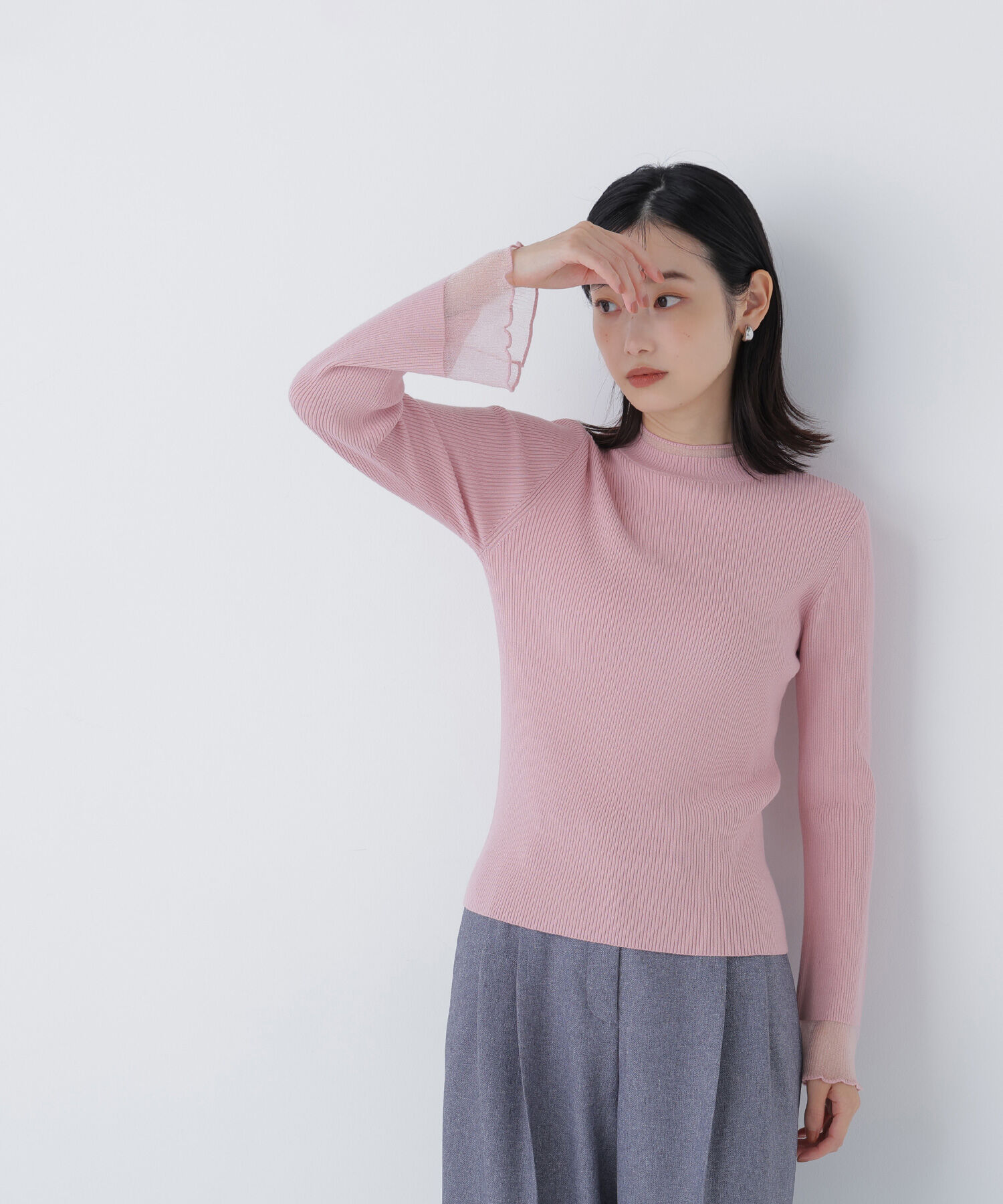  「シアーフレアカフスリブニット」|ニット・セーター|