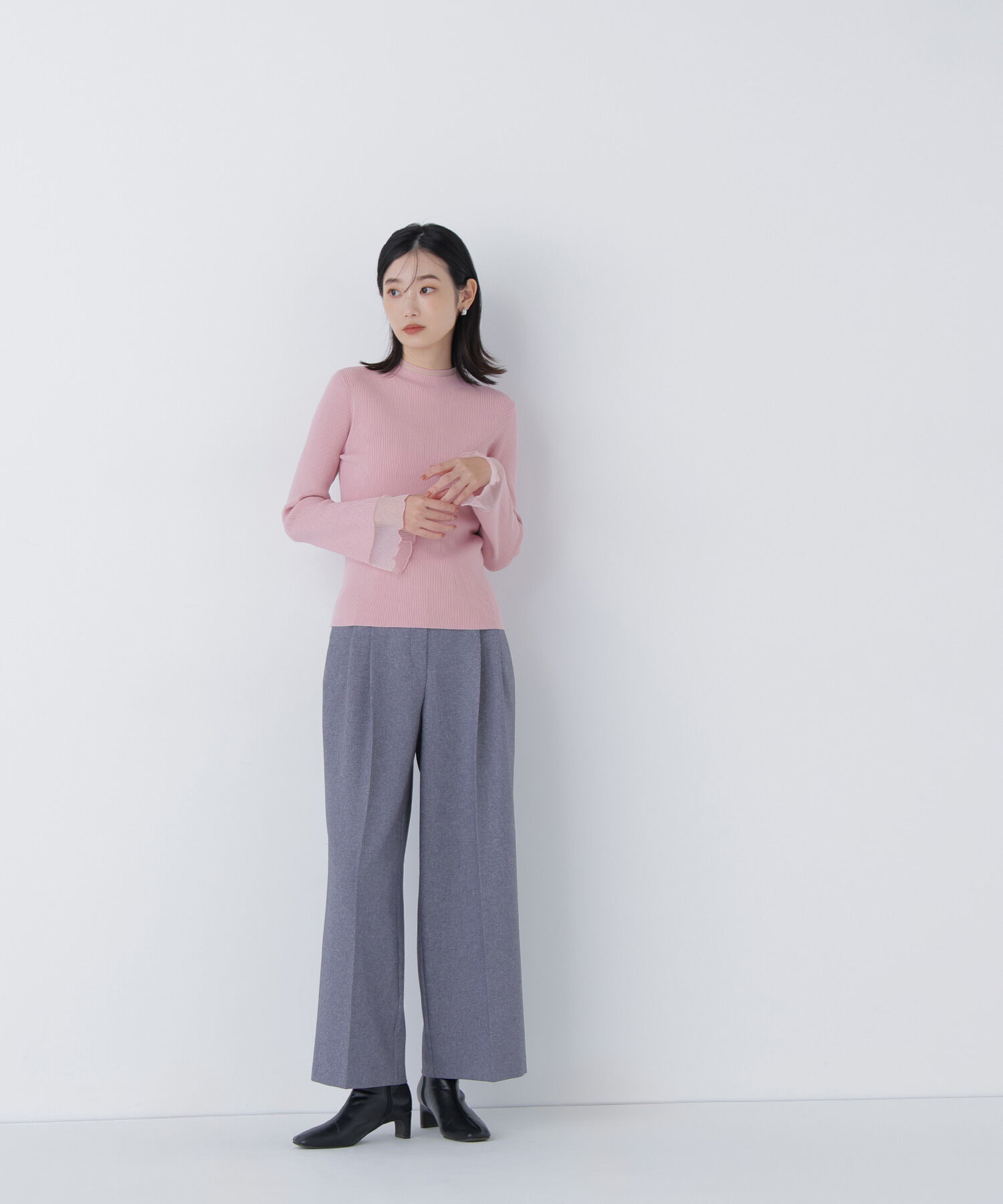  「シアーフレアカフスリブニット」|ニット・セーター|