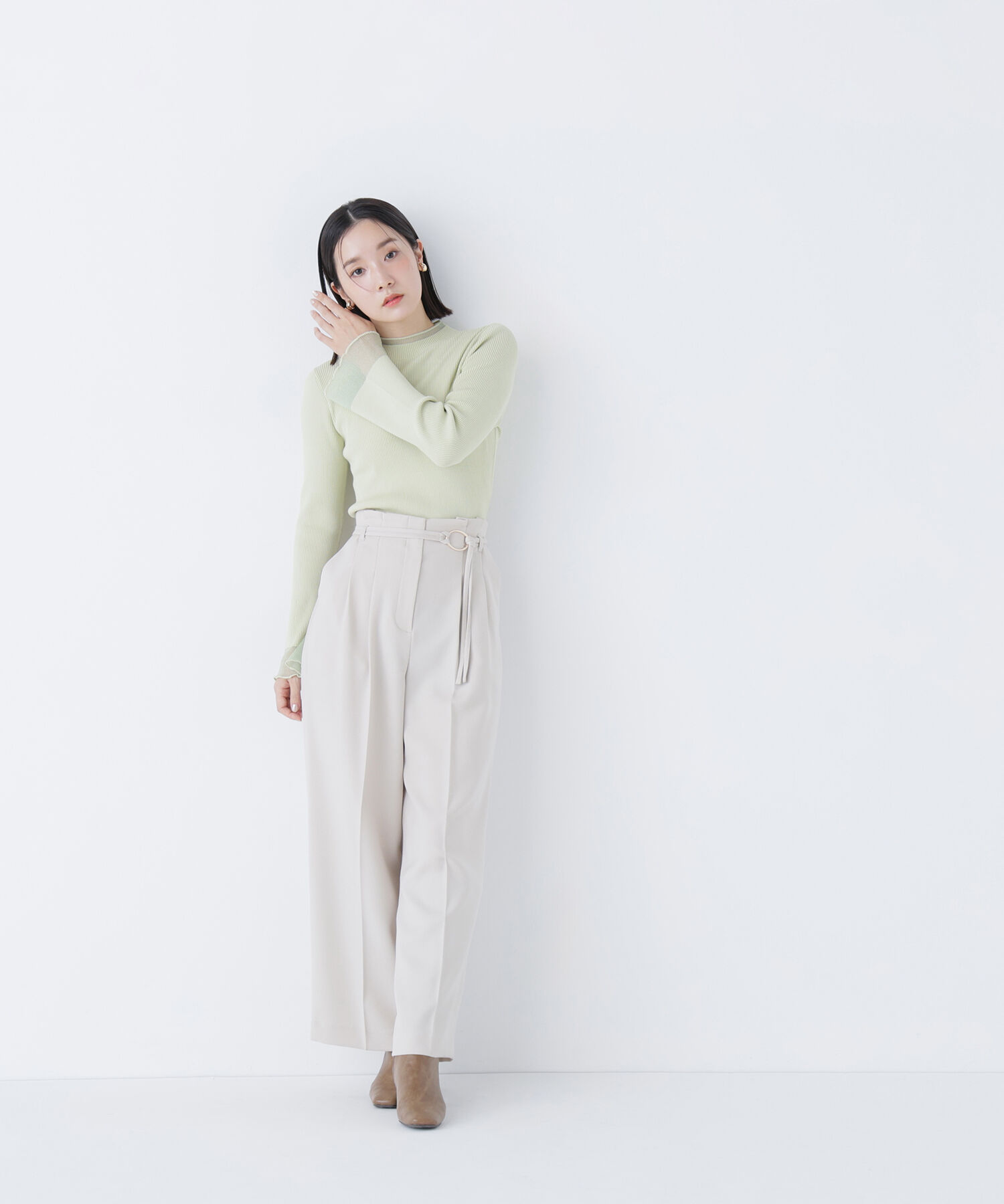  「シアーフレアカフスリブニット」|ニット・セーター|