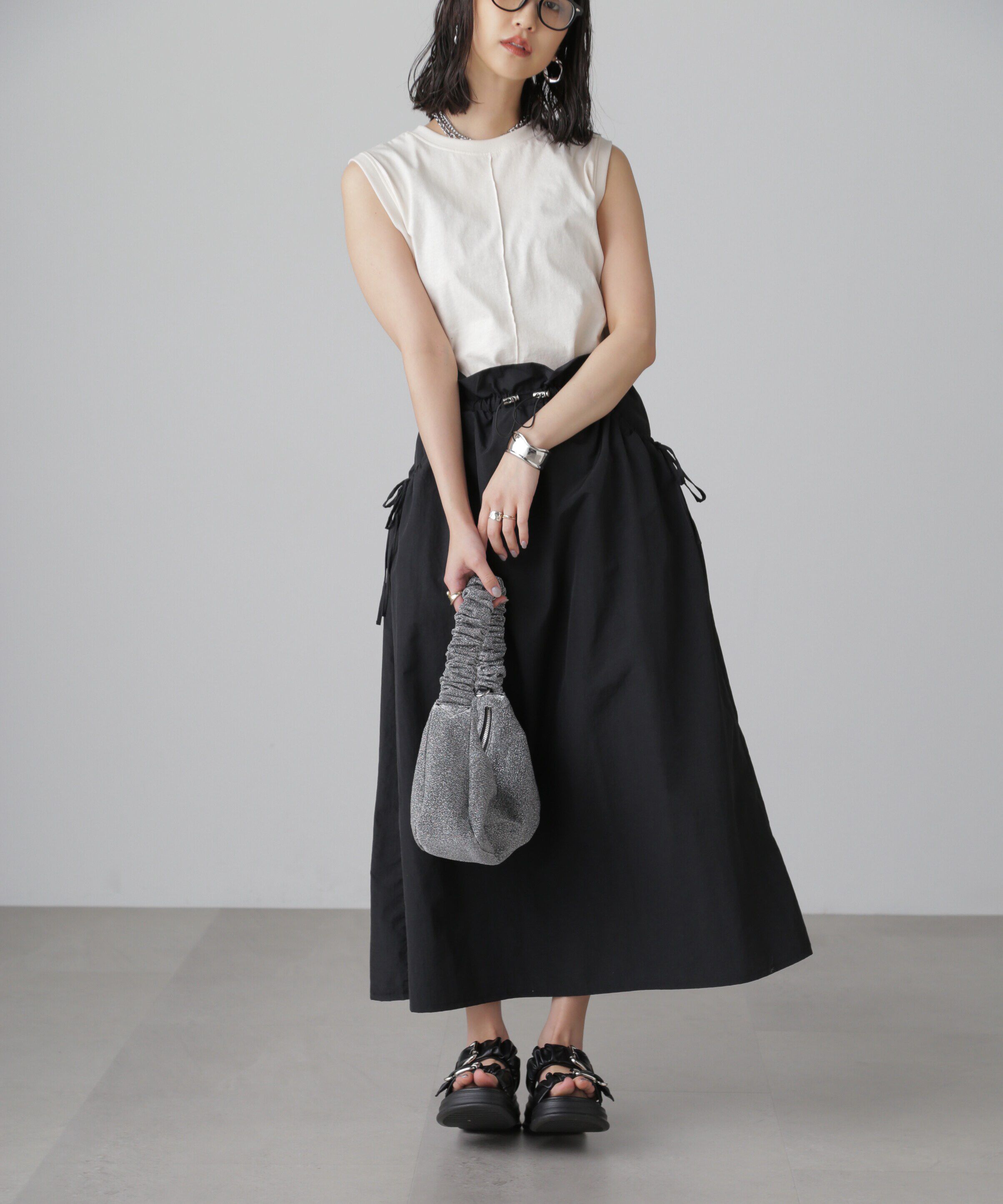  「カットドッキングウエストドロストワンピース」|ワンピース|オフ&times;ブラック