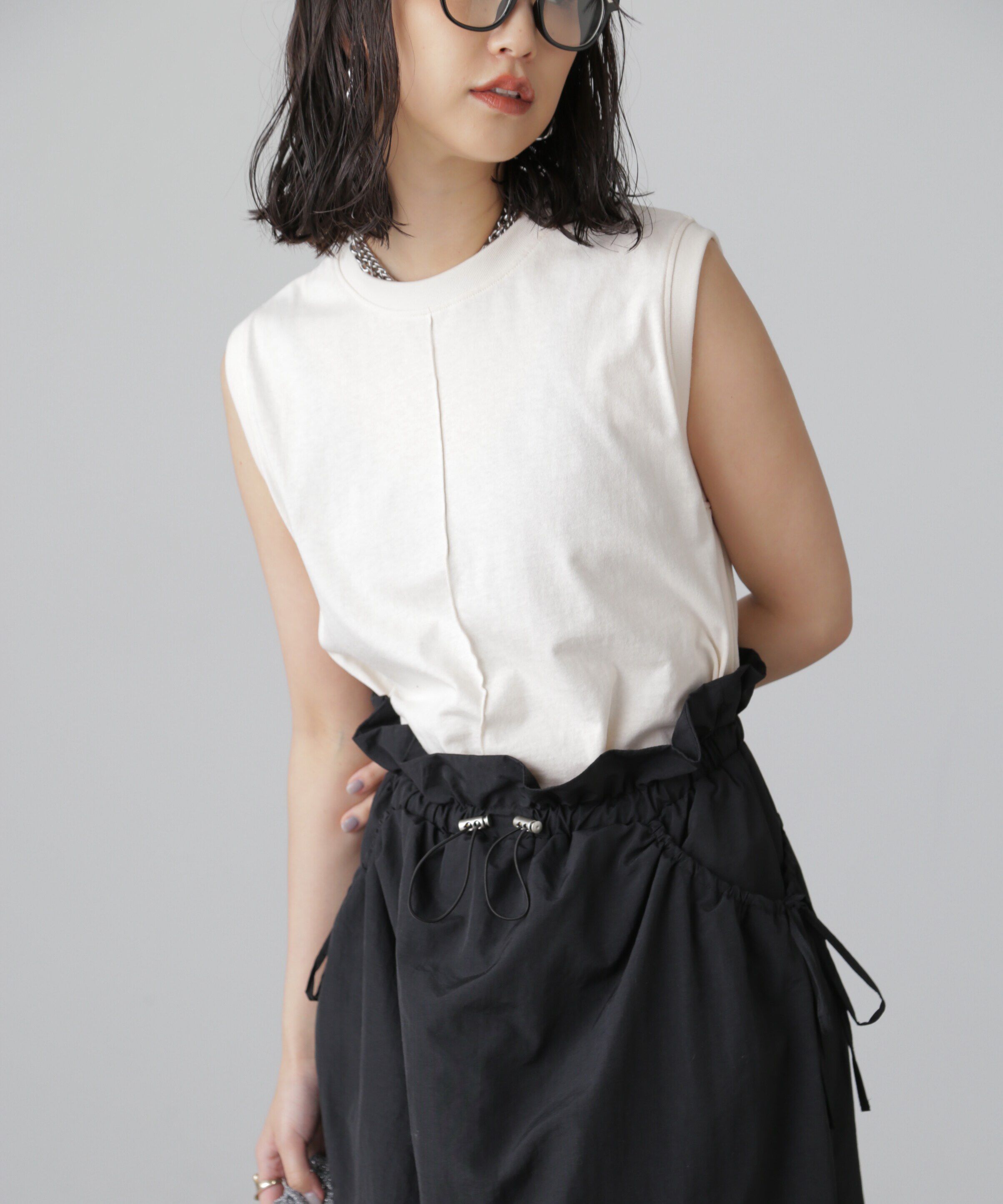  「カットドッキングウエストドロストワンピース」|ワンピース|