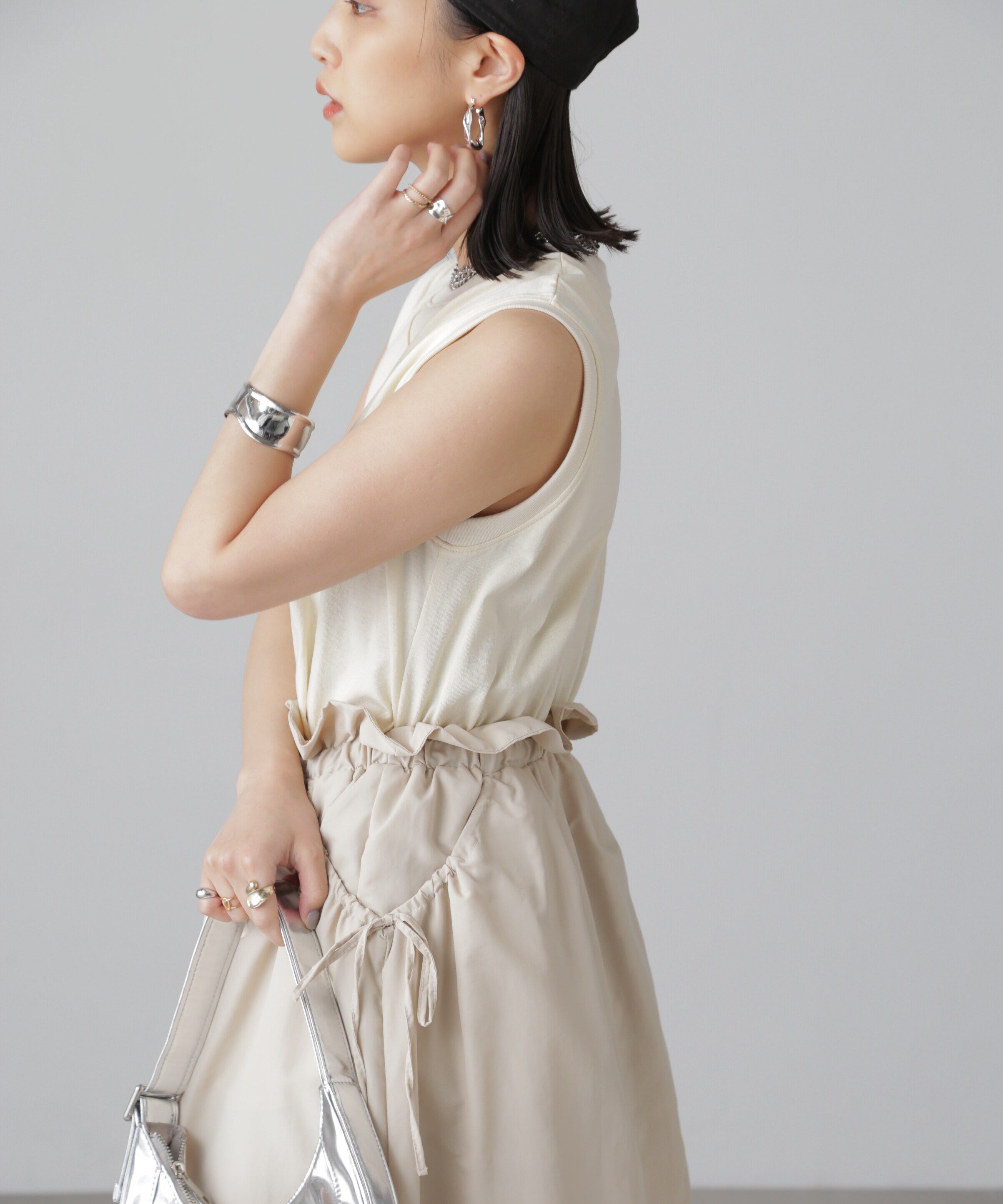  「カットドッキングウエストドロストワンピース」|ワンピース|