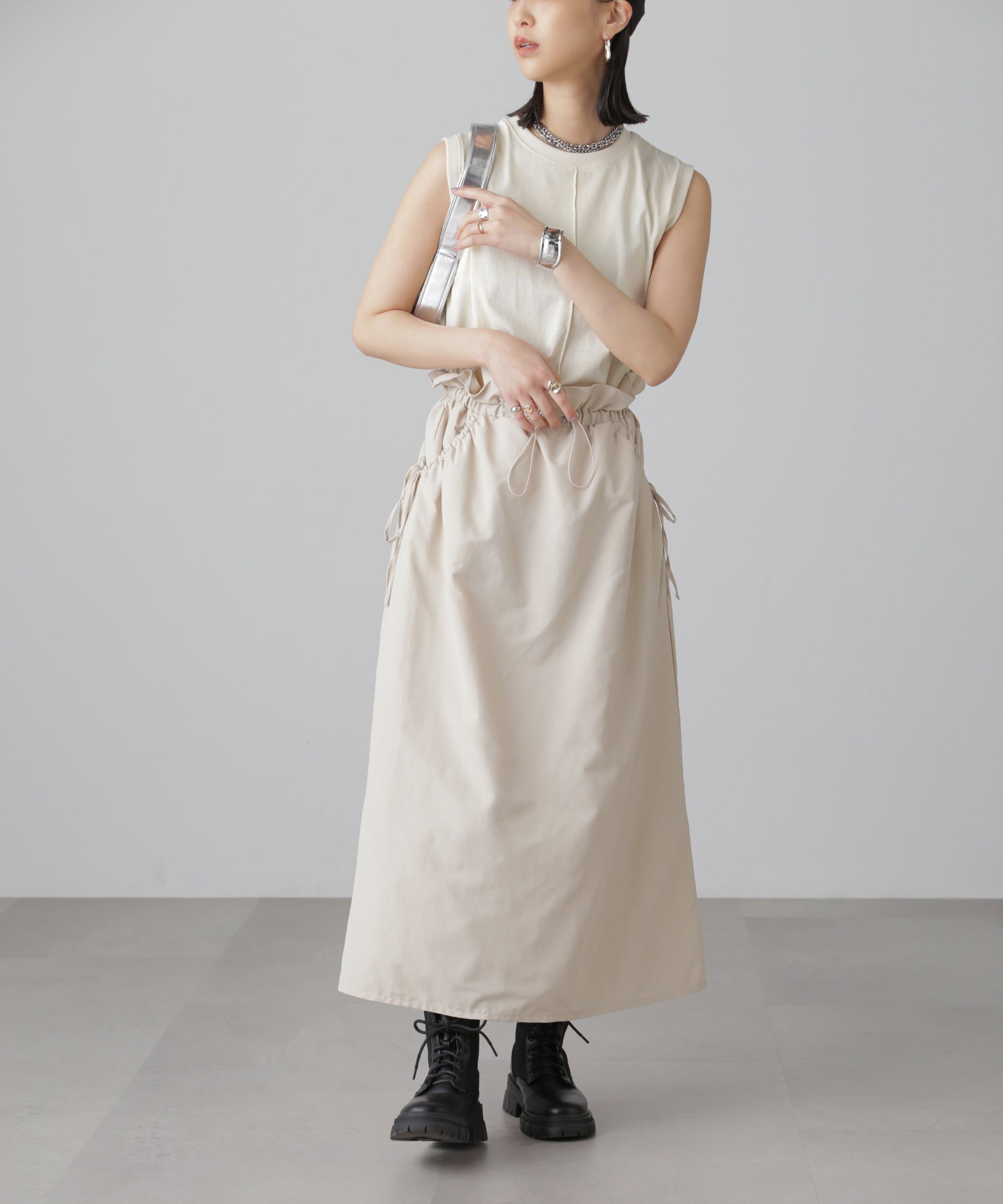  「カットドッキングウエストドロストワンピース」|ワンピース|