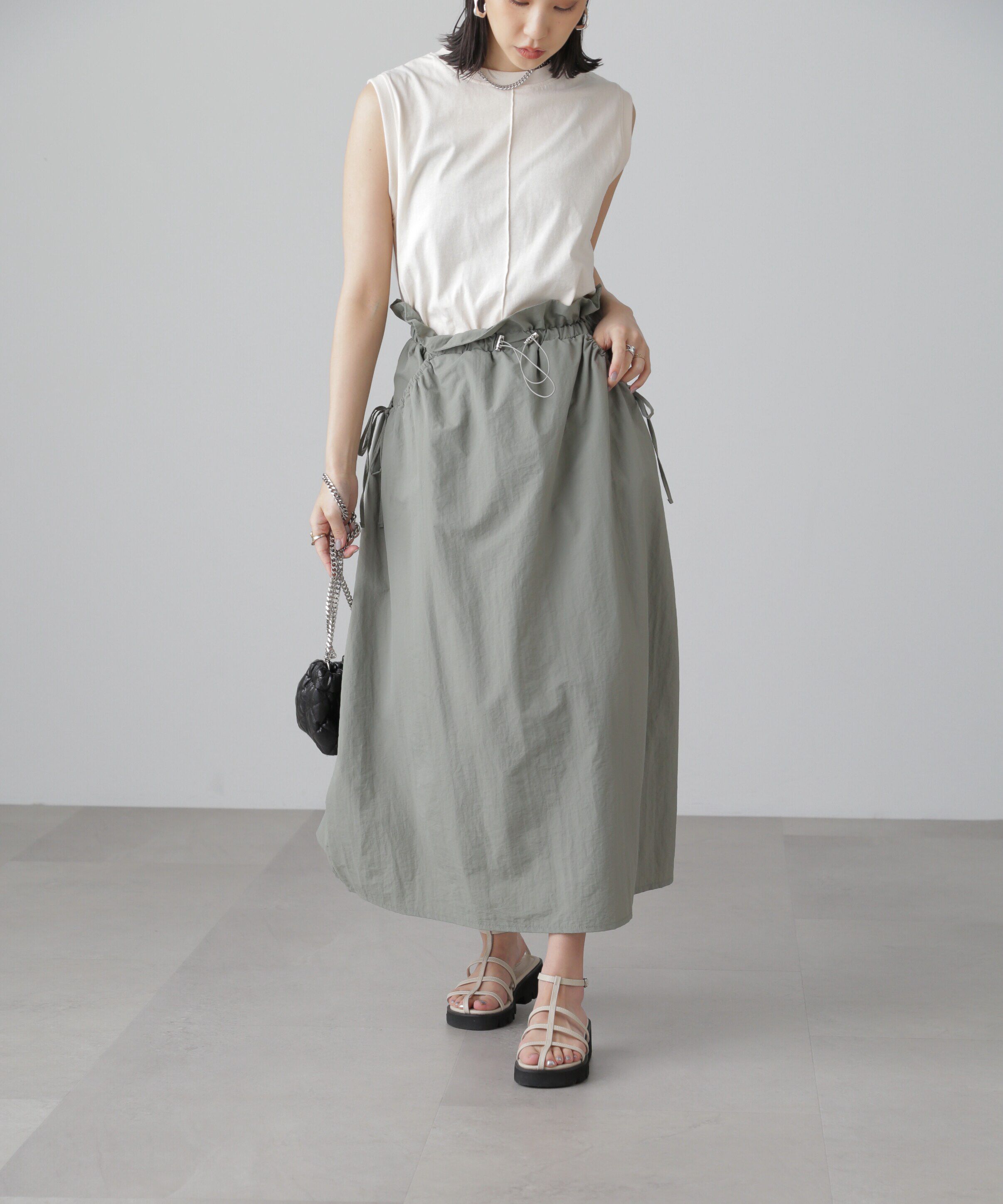  「カットドッキングウエストドロストワンピース」|ワンピース|