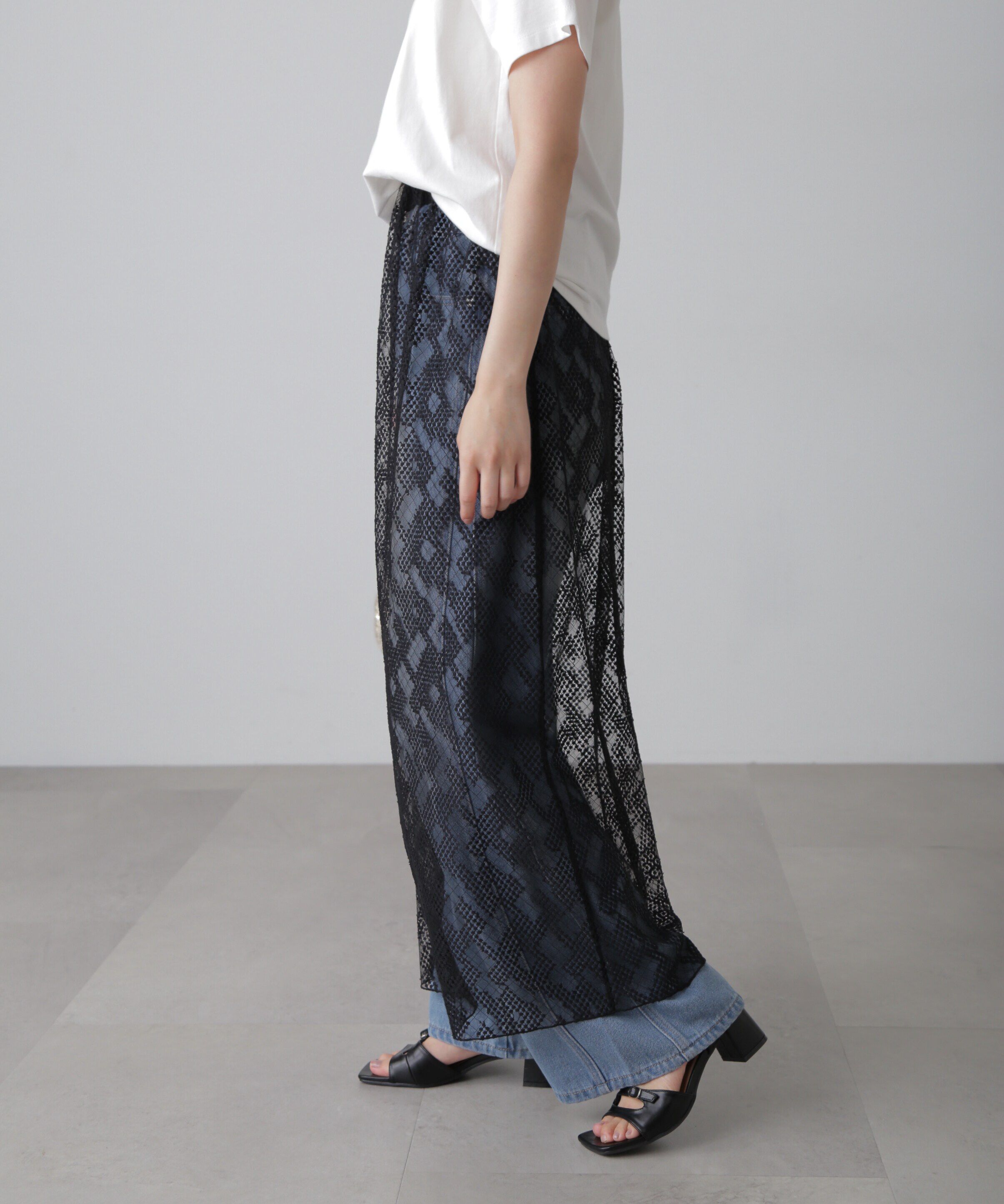  「チュールジャガードレイヤードスカート」|スカート|