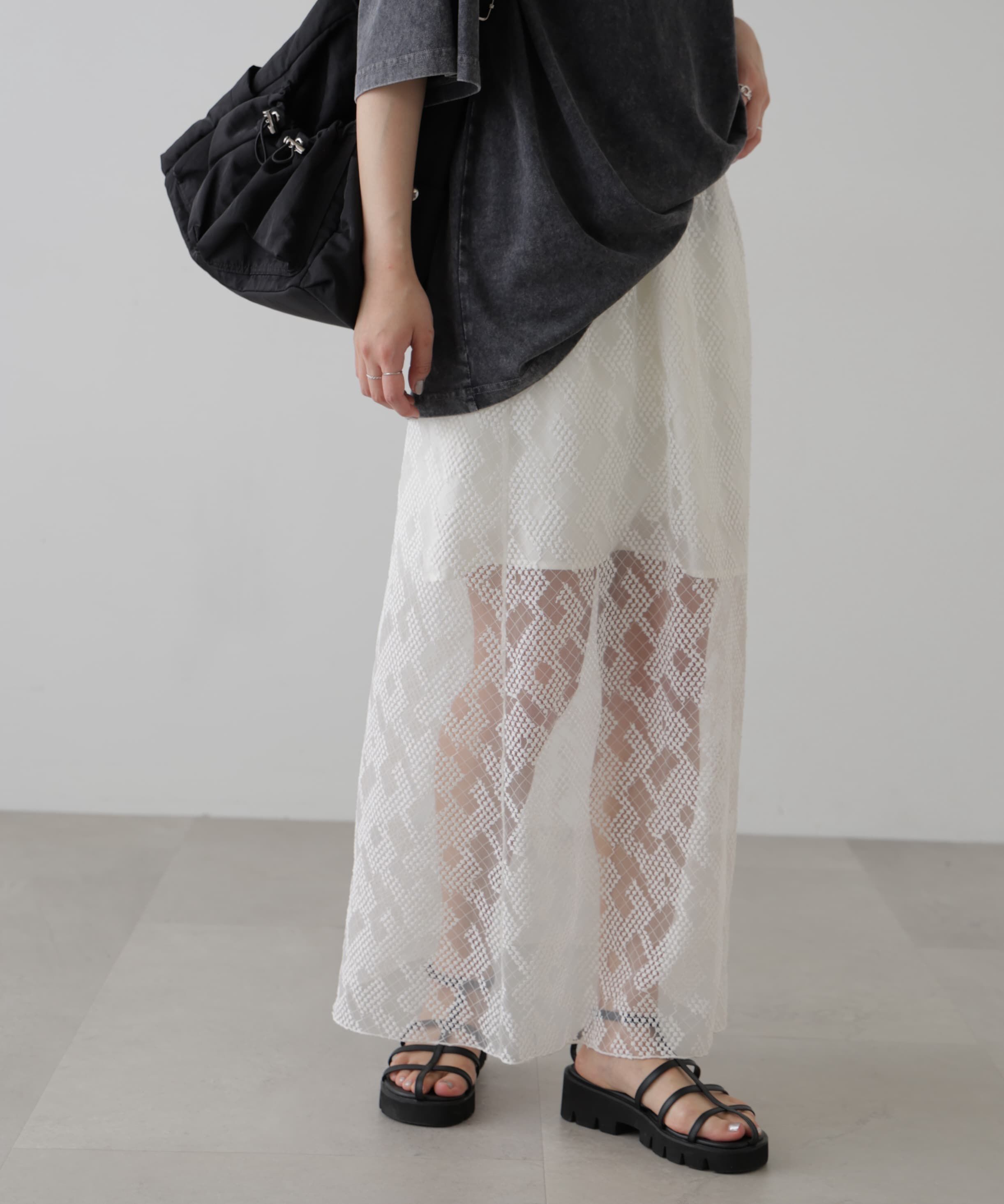  「チュールジャガードレイヤードスカート」|スカート|