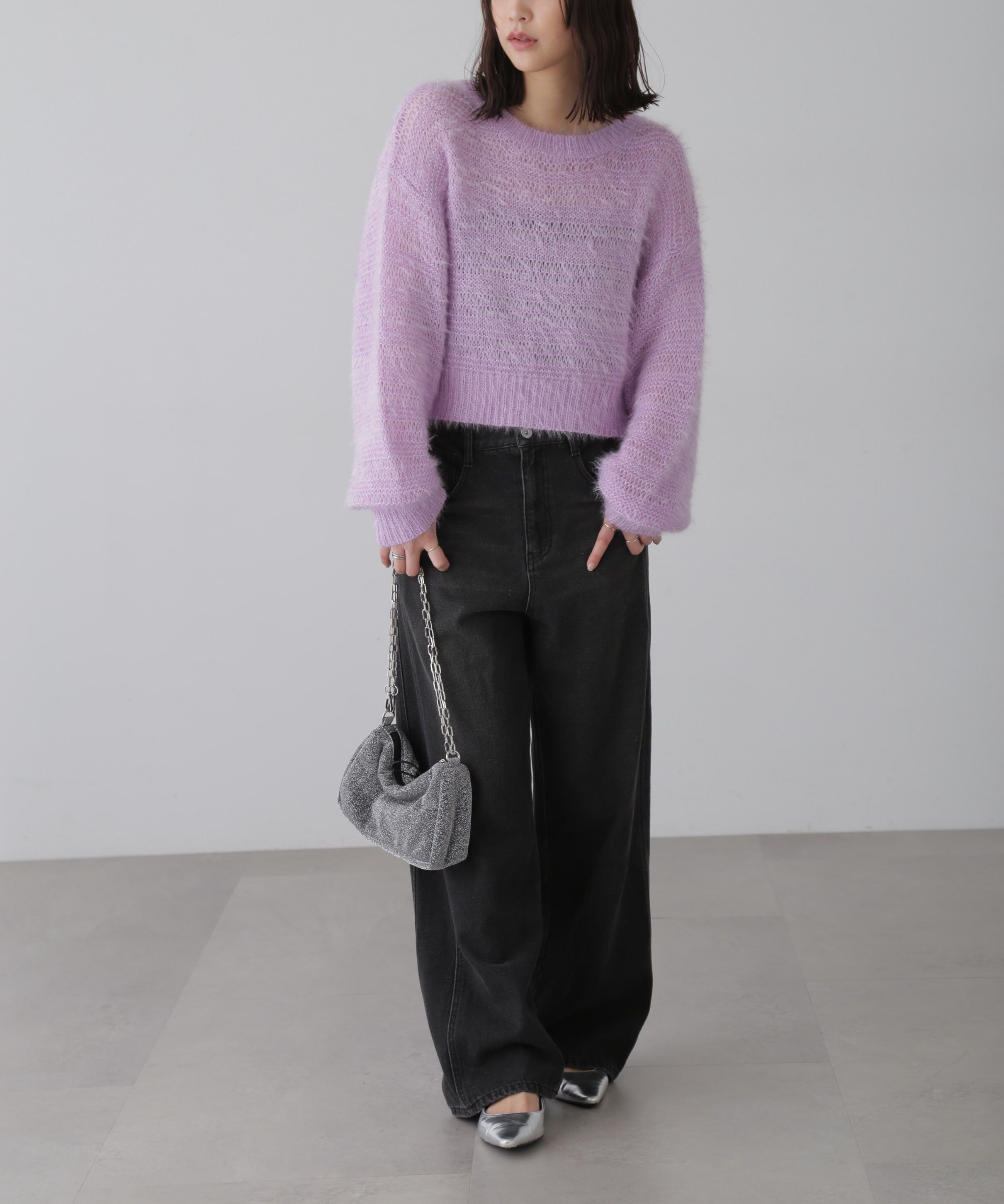  「ラメフェザーモヘヤライクニット」|ニット・セーター|