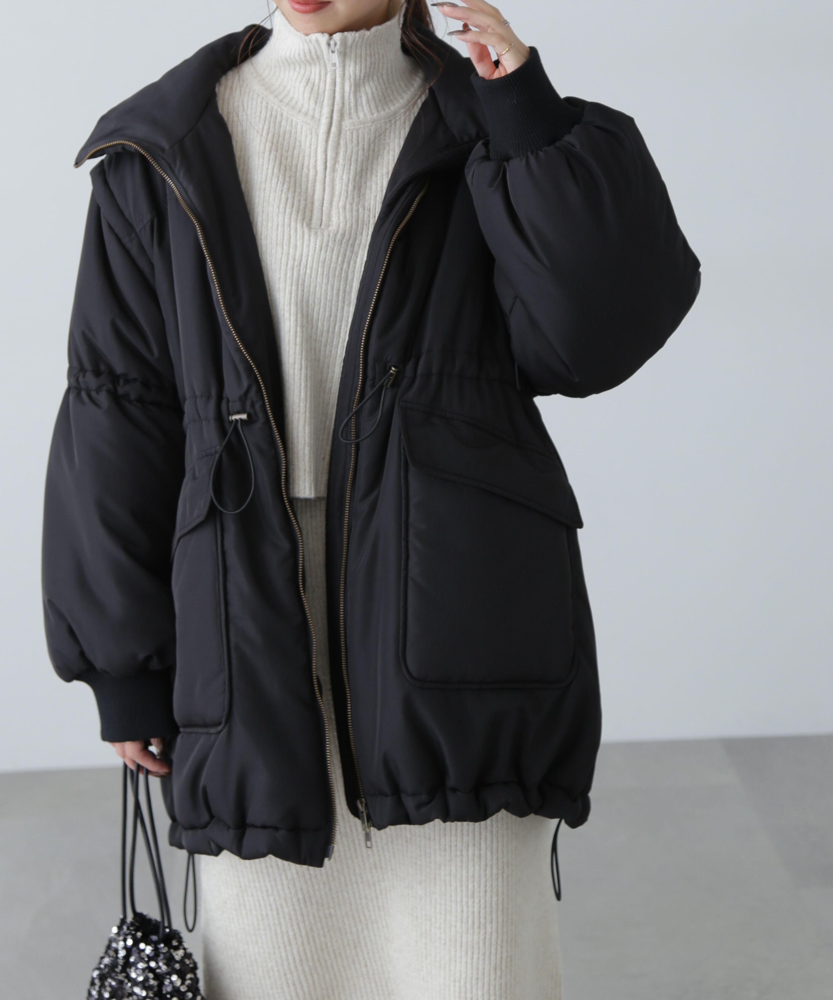  「スタンド中綿ウエストドロストコート」|その他|