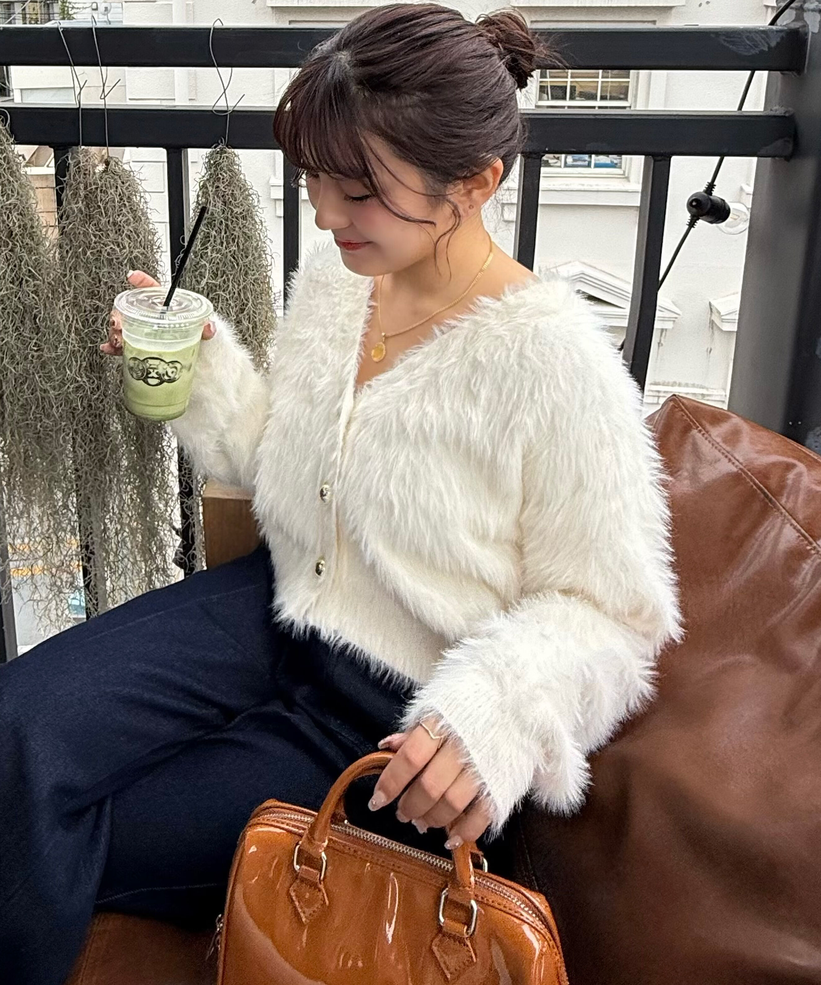  「金ボタンロングシャギーニットカーディガン〈ＭＦＭ〉」|ニット・セーター|オフ白