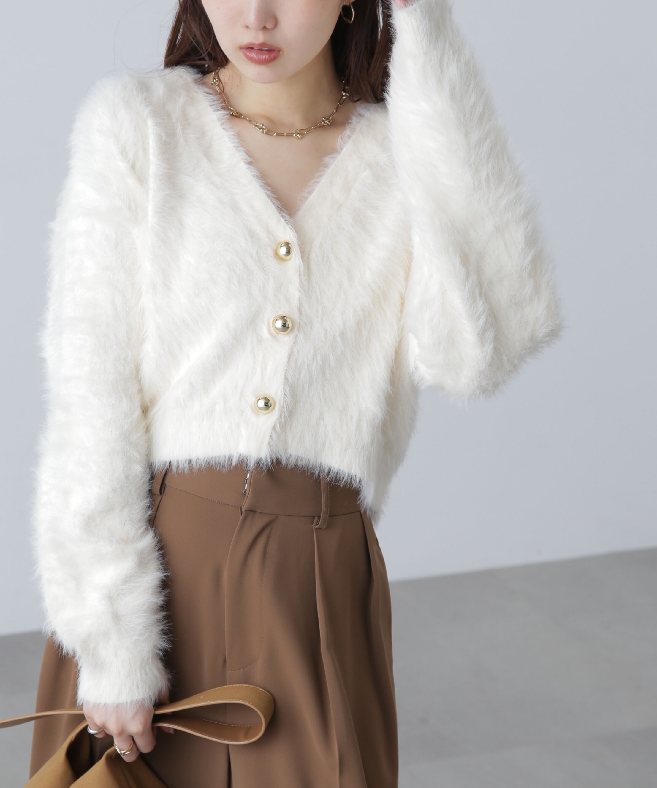  「金ボタンロングシャギーニットカーディガン〈ＭＦＭ〉」|ニット・セーター|