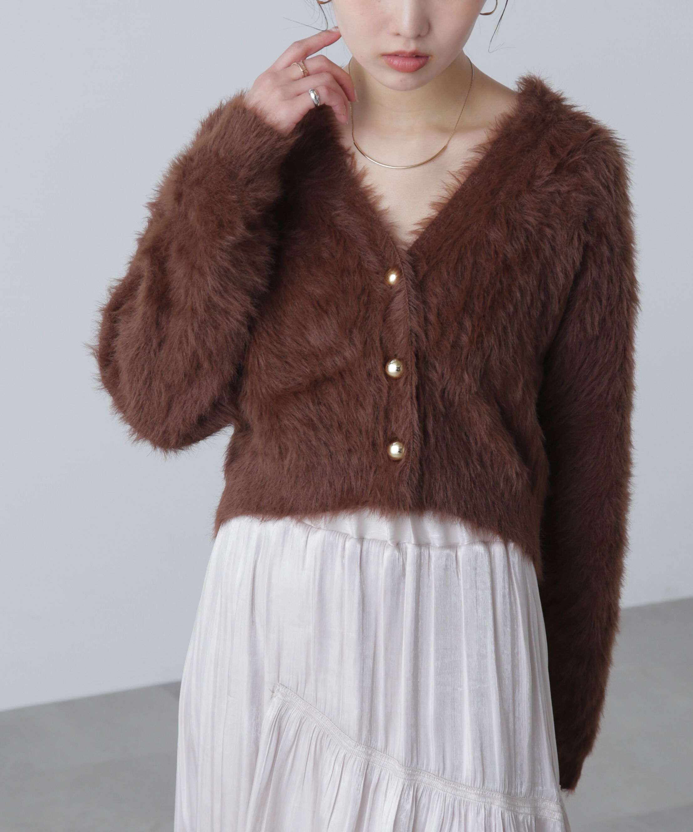  「金ボタンロングシャギーニットカーディガン〈ＭＦＭ〉」|ニット・セーター|