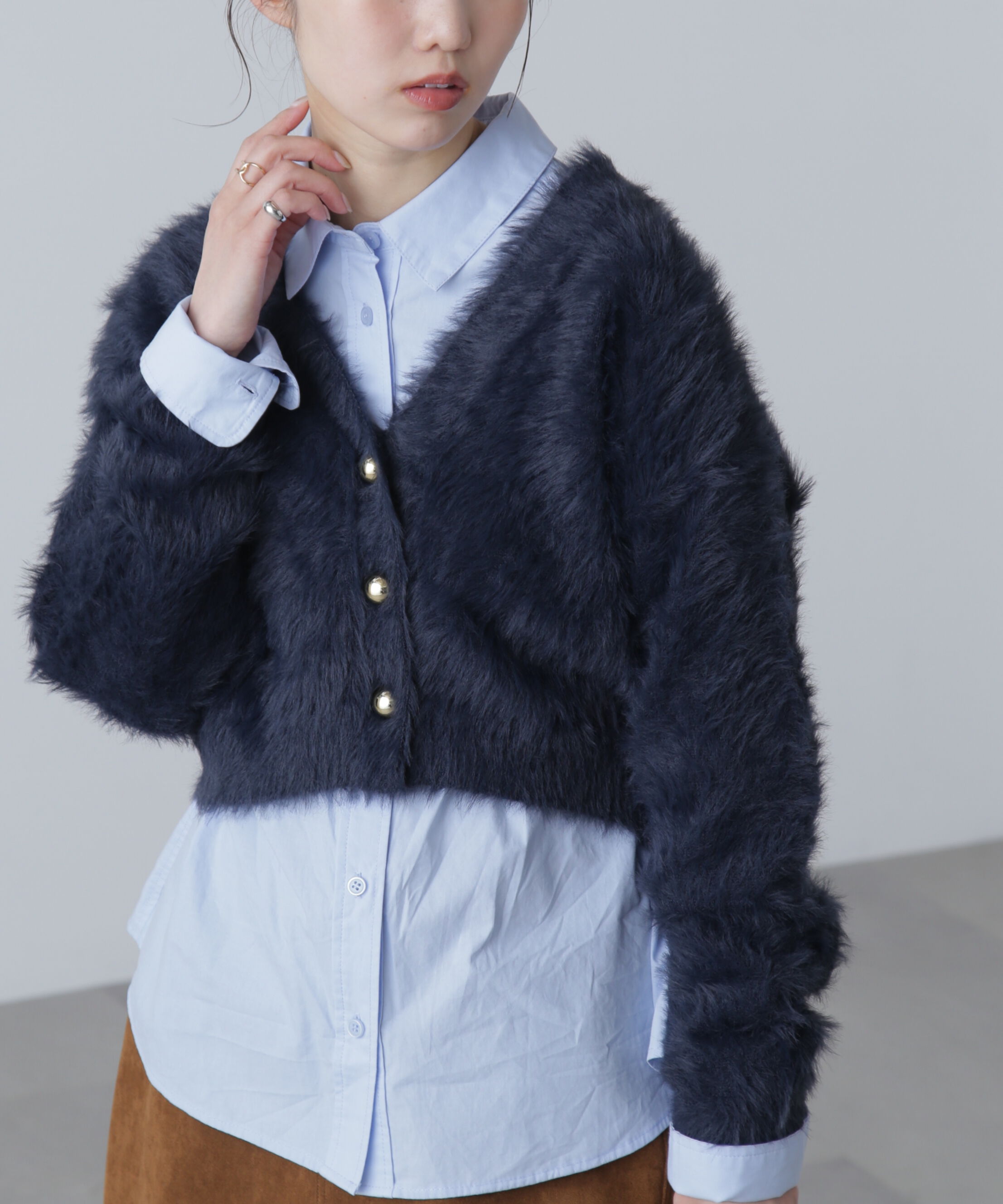  「金ボタンロングシャギーニットカーディガン〈ＭＦＭ〉」|ニット・セーター|