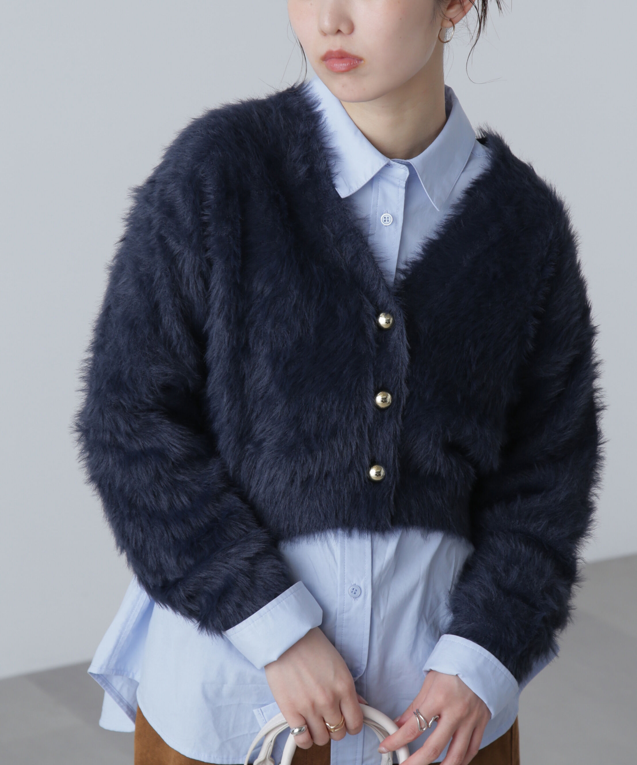  「金ボタンロングシャギーニットカーディガン〈ＭＦＭ〉」|ニット・セーター|