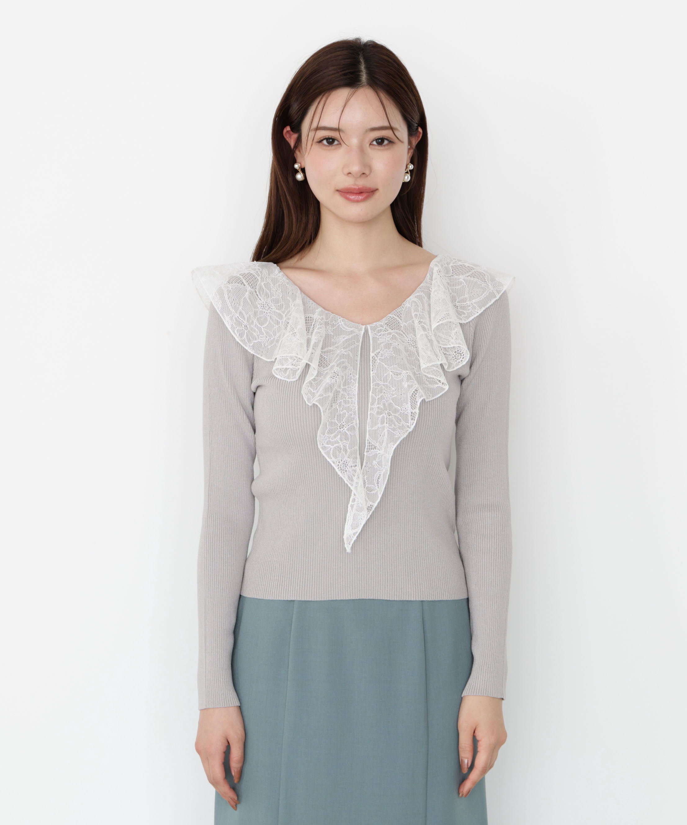 PROPORTION BODY DRESSING「レースフリルニット 25AW」|ニット・セーター|