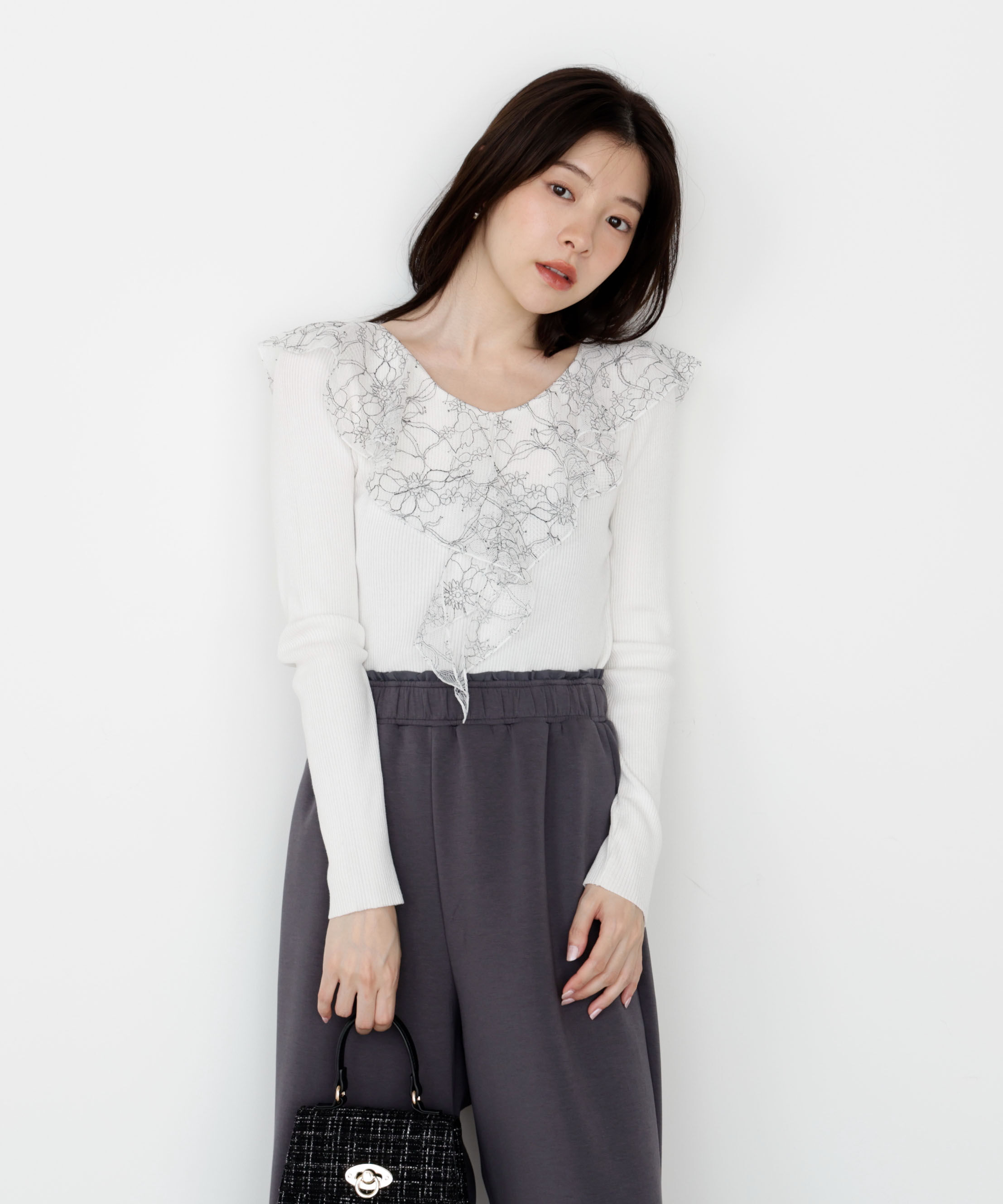 PROPORTION BODY DRESSING「レースフリルニット 25AW」|ニット・セーター|