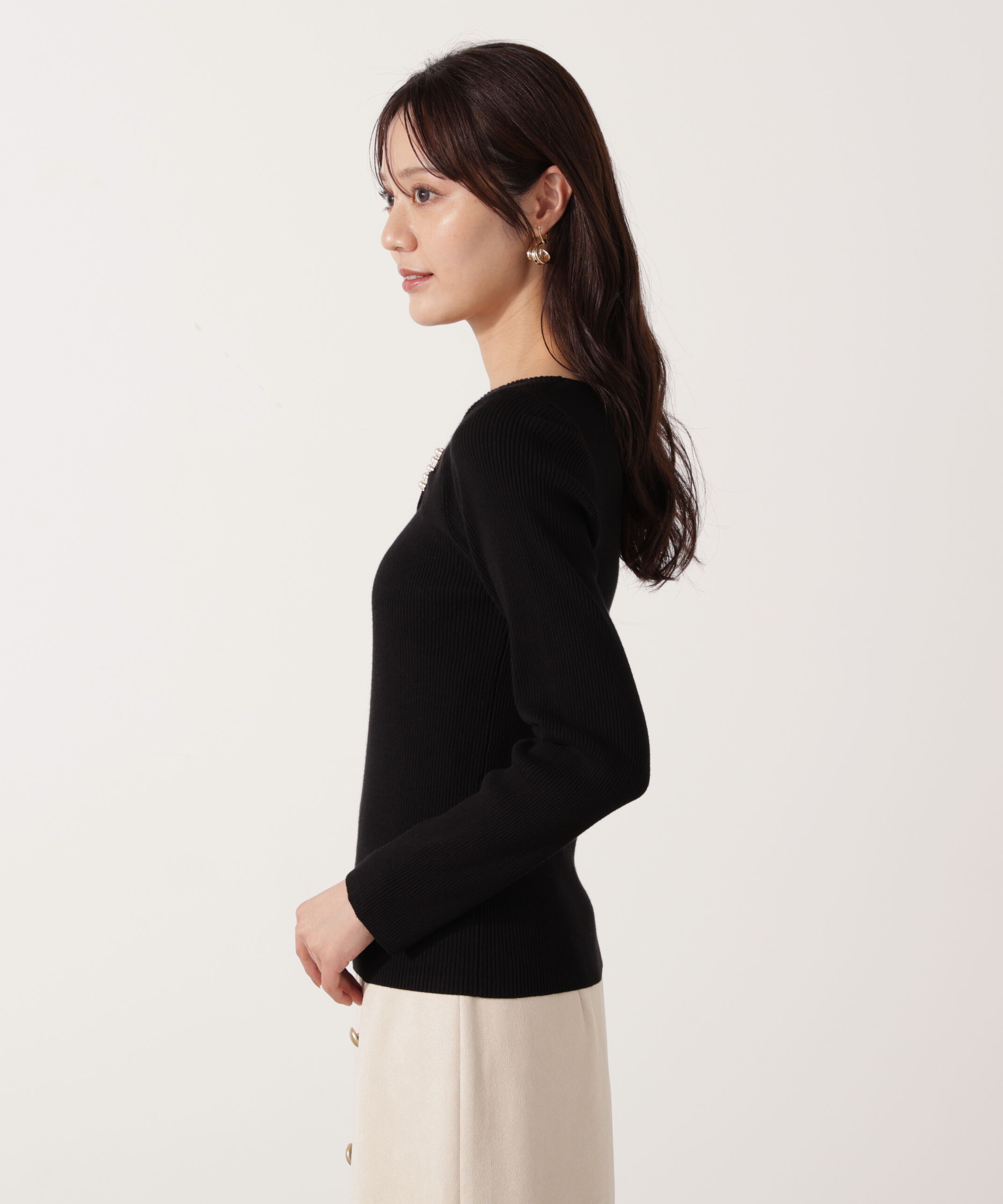 PROPORTION BODY DRESSING「アシメパールデザインニット 25AW」|ニット・セーター|