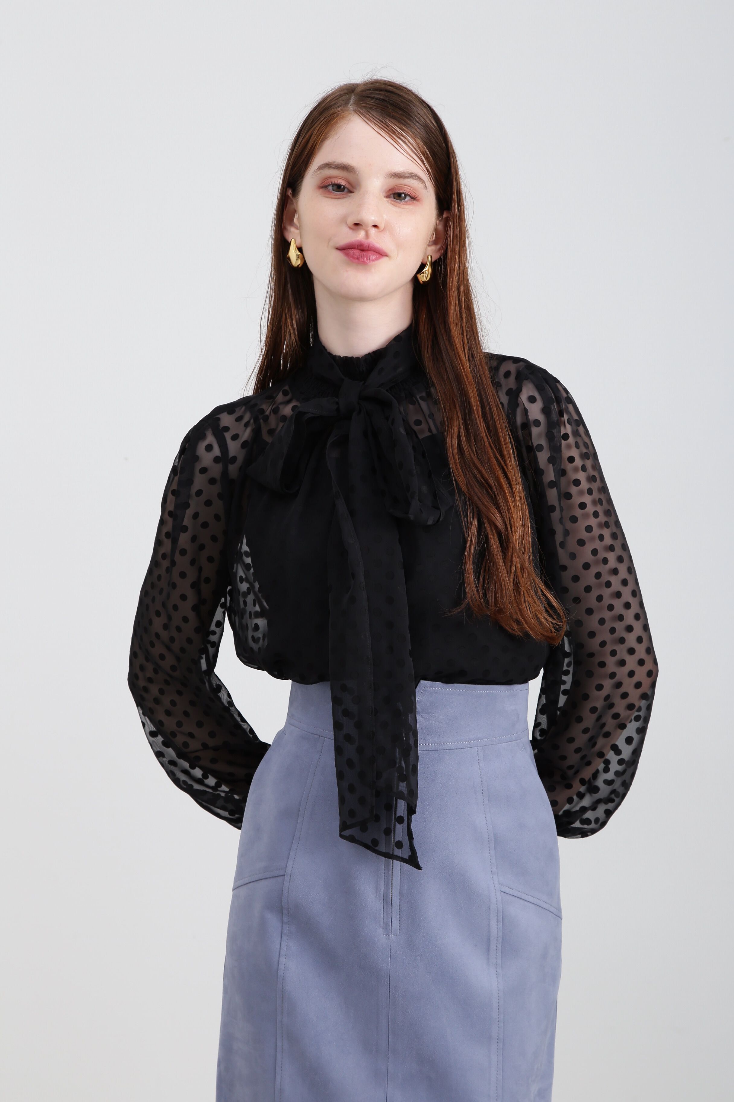  「◆オパールドットリボンブラウス」|シャツ・ブラウス|