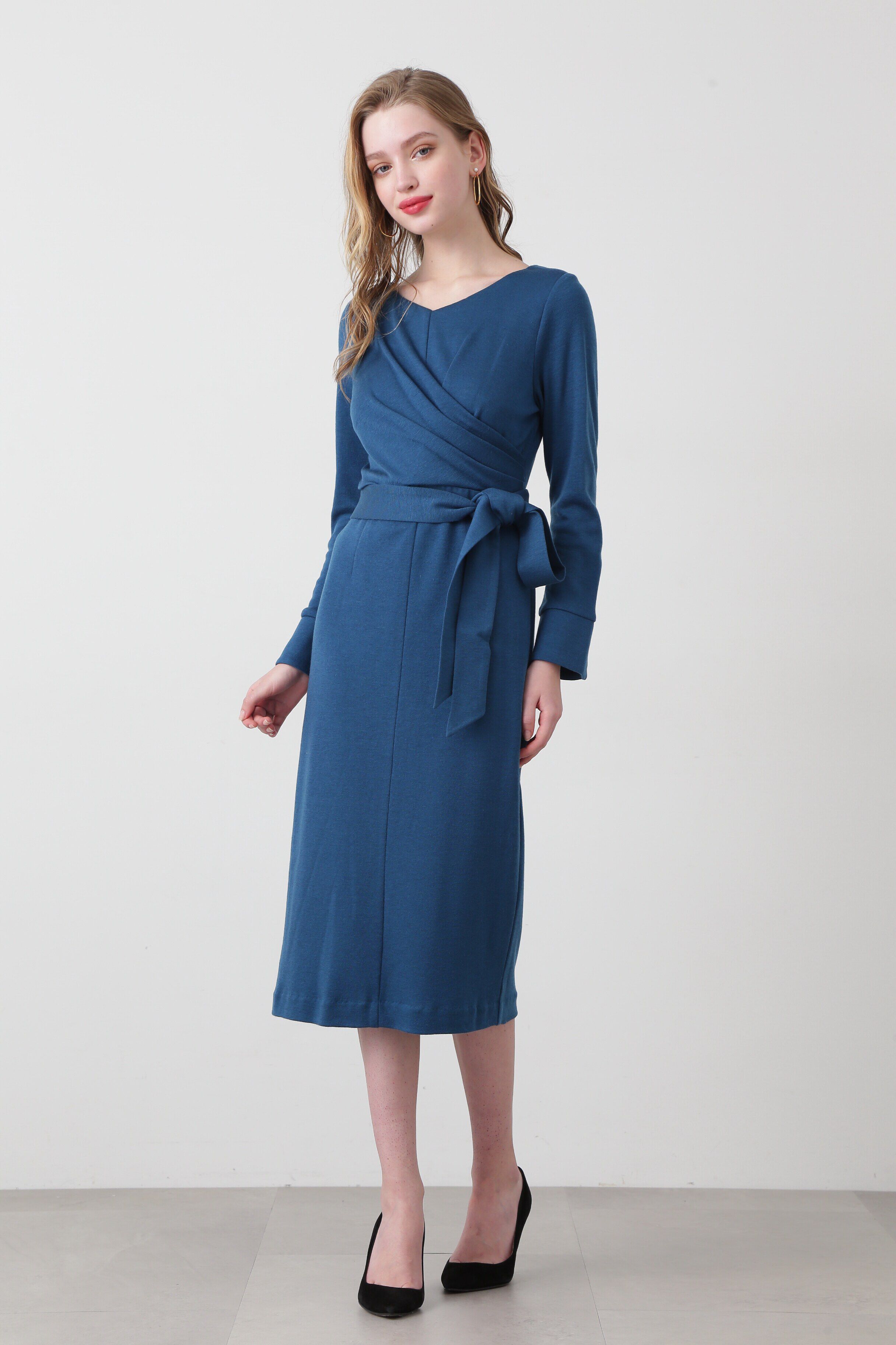  「フロントクロスウールジャージワンピース」|ワンピース|