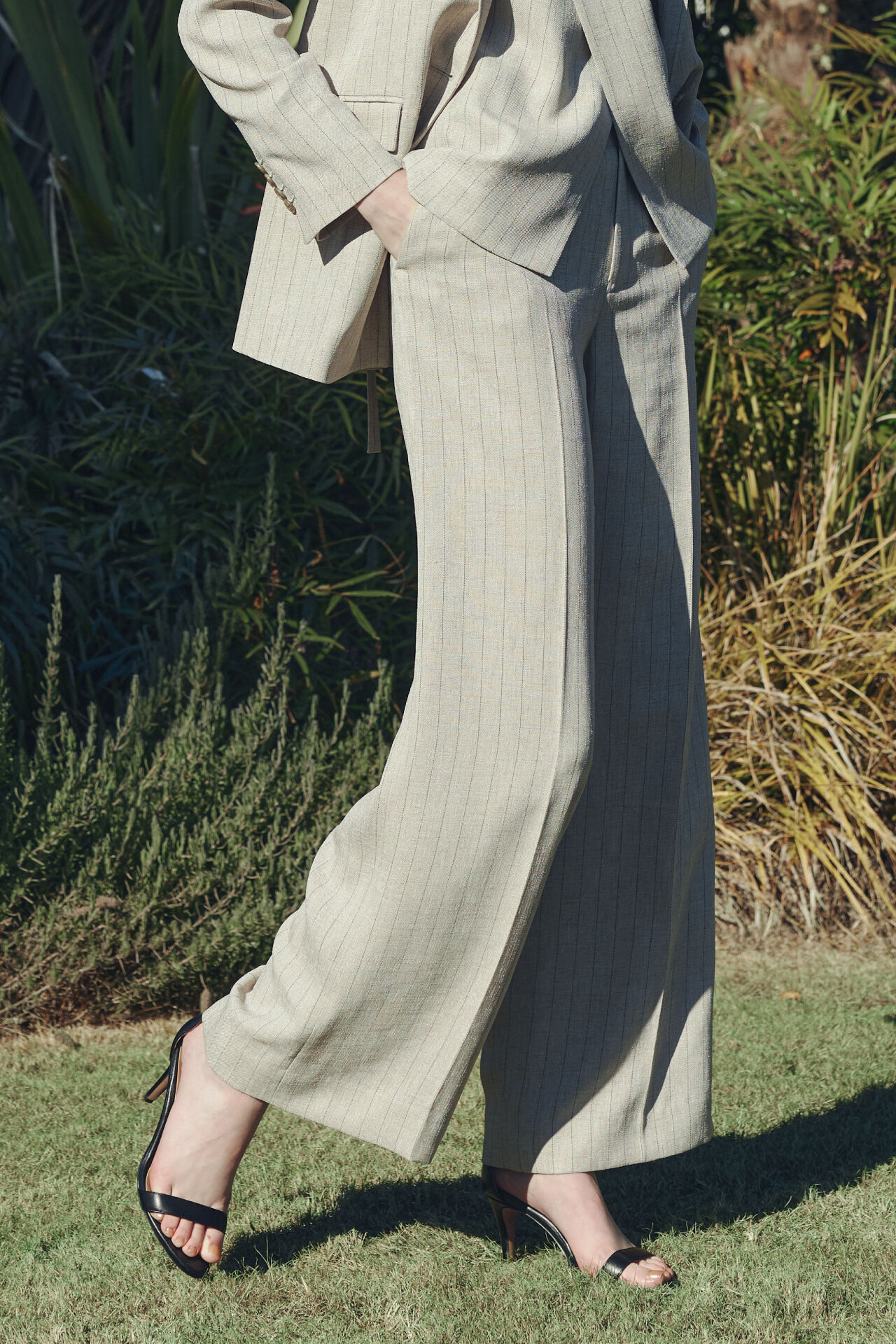  「◆ストライプワイドパンツ」|その他|ベージュ系1