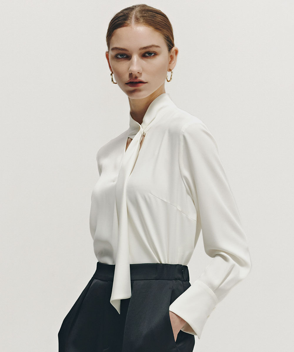  「◆メタル釦ボウタイブラウス」|シャツ・ブラウス|