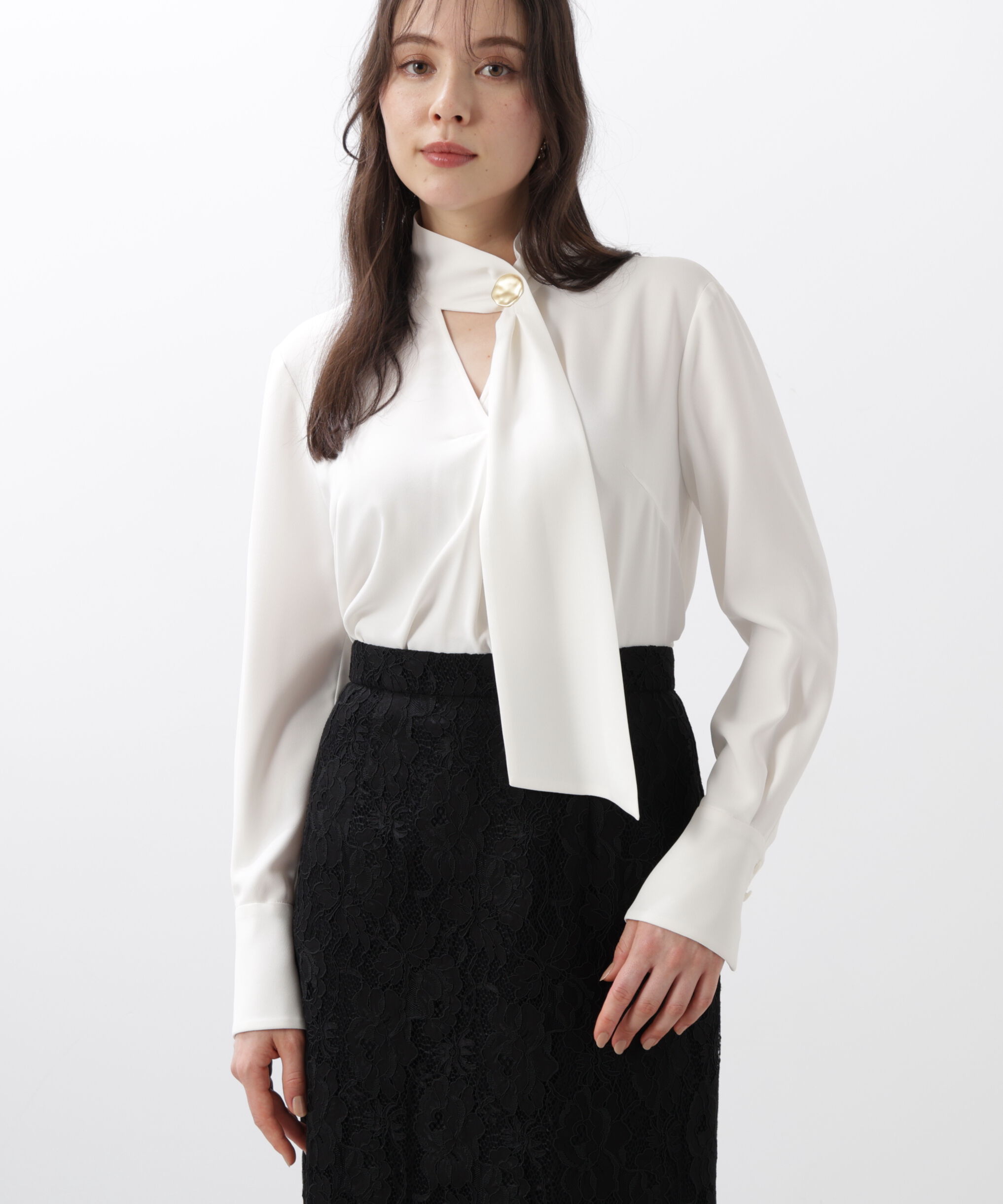  「◆メタル釦ボウタイブラウス」|シャツ・ブラウス|