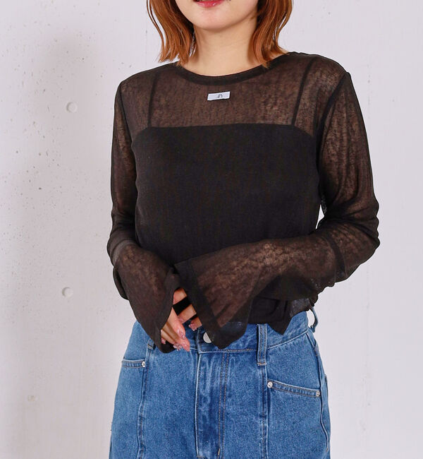 archives「スラブカットクルーネックトップス」|Tシャツ・カットソー|BLACK