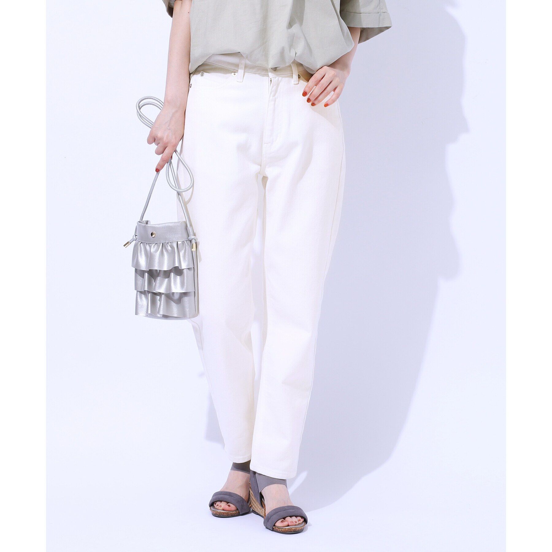 SHOO･LA･RUE「【SS-3L/美脚シルエット】いつでも頼れる デニムテーパードパンツ」|デニム|