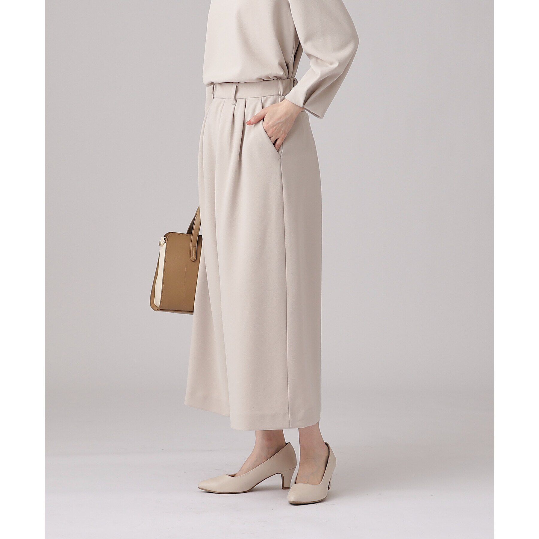 SHOO･LA･RUE「【通勤/デイリー/セットアップ可】マルチに使える カットジョーゼット ワイドパンツ」|その他|